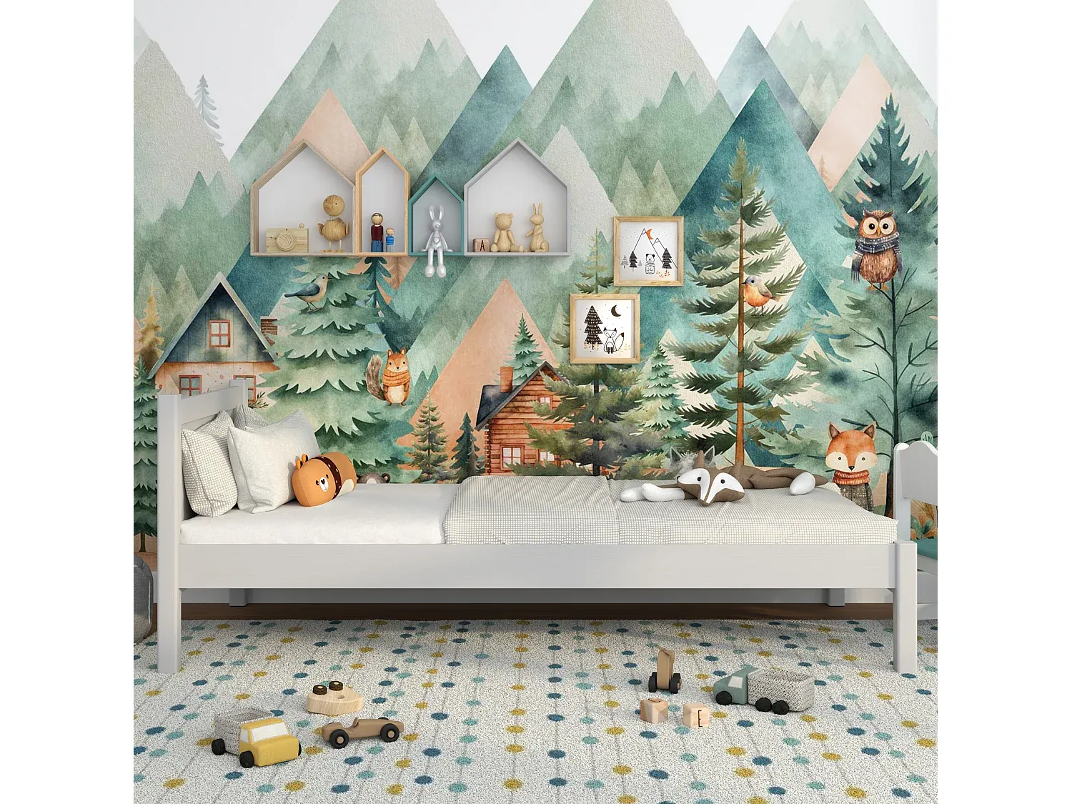 Einfaches Holzbett Grau 100x180 cm