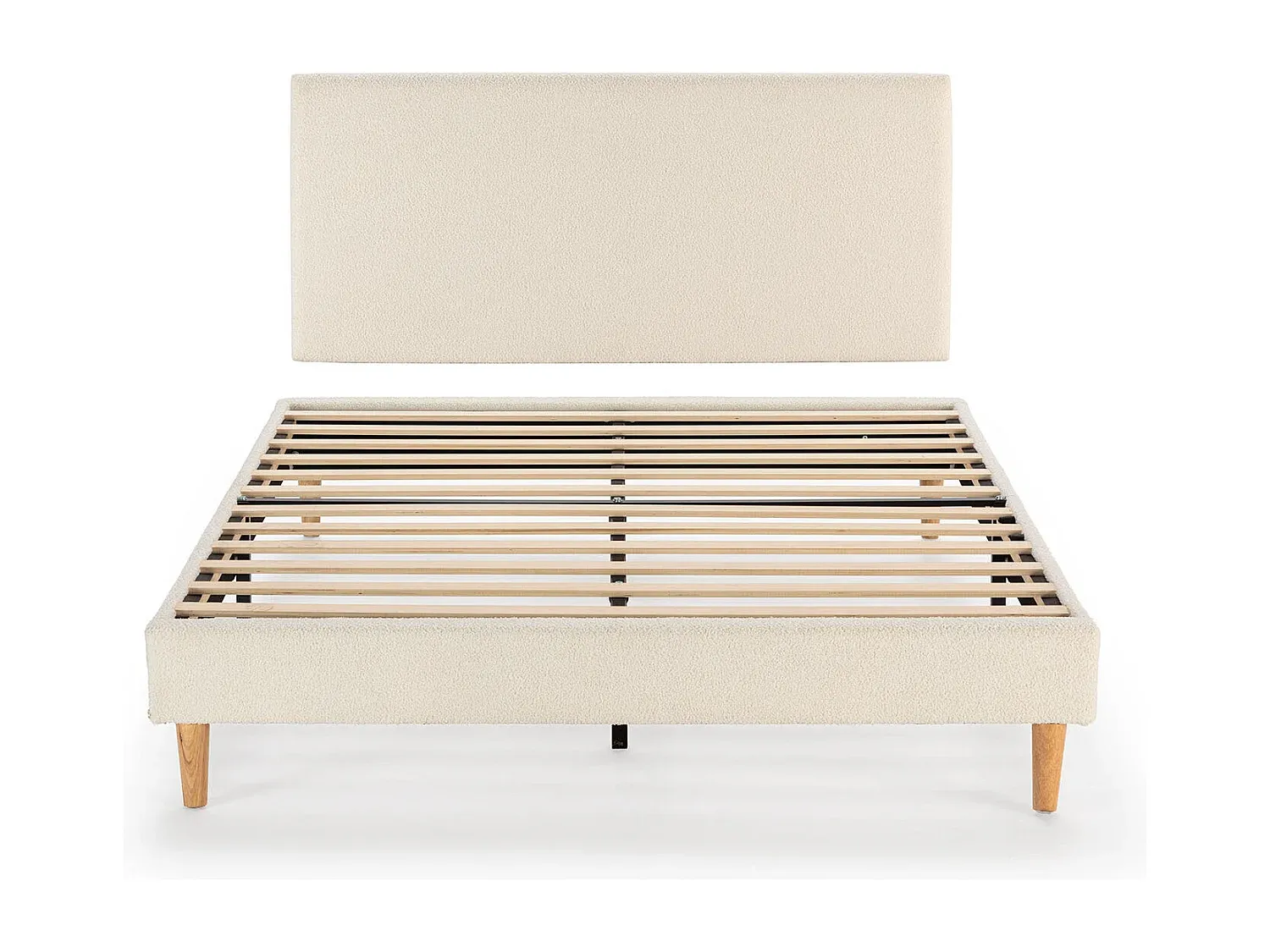 Bequemes Polsterbett mit Kopfteil 140x190 cm Beige