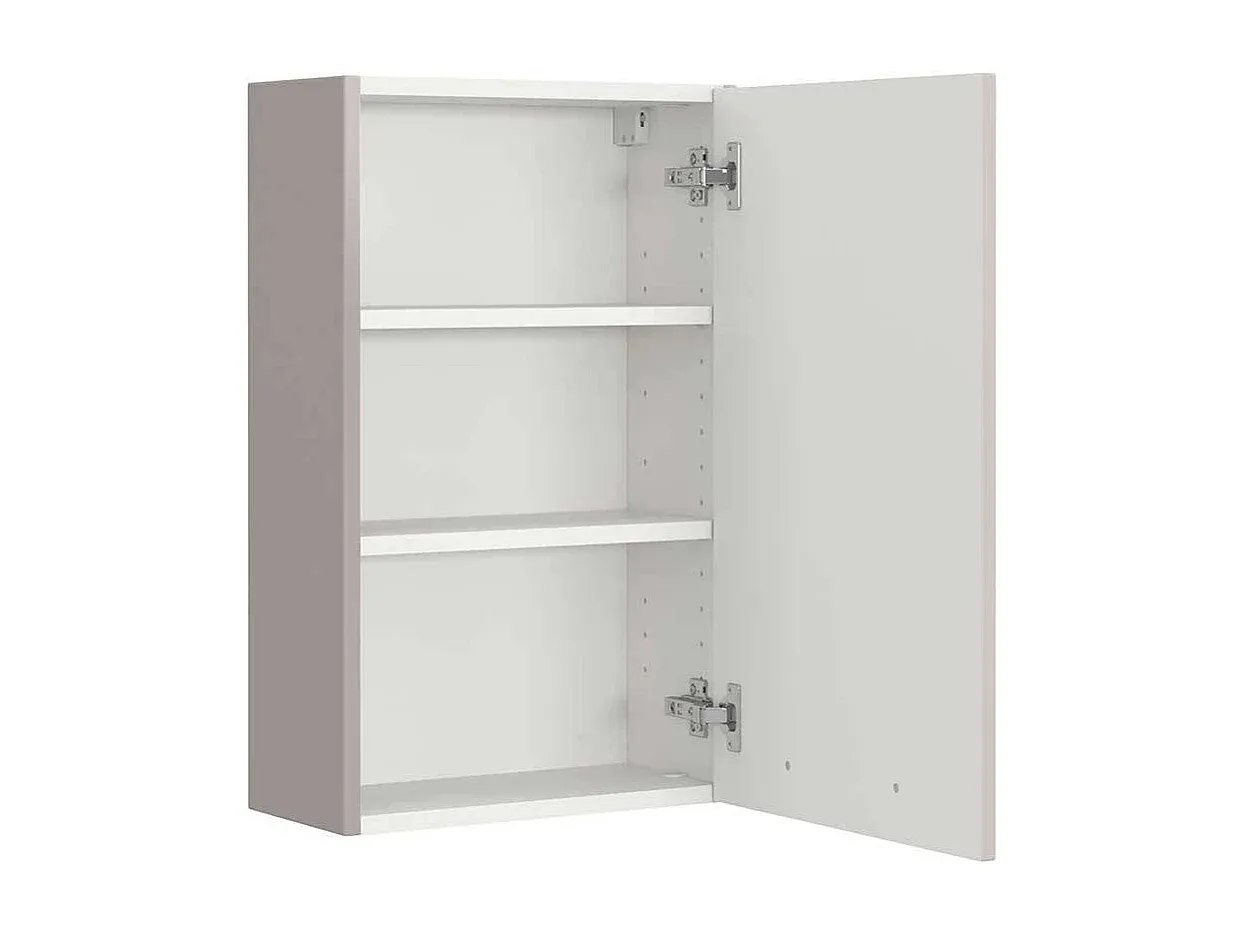 Hellgrauer Badezimmerschrank mit Metallgriff