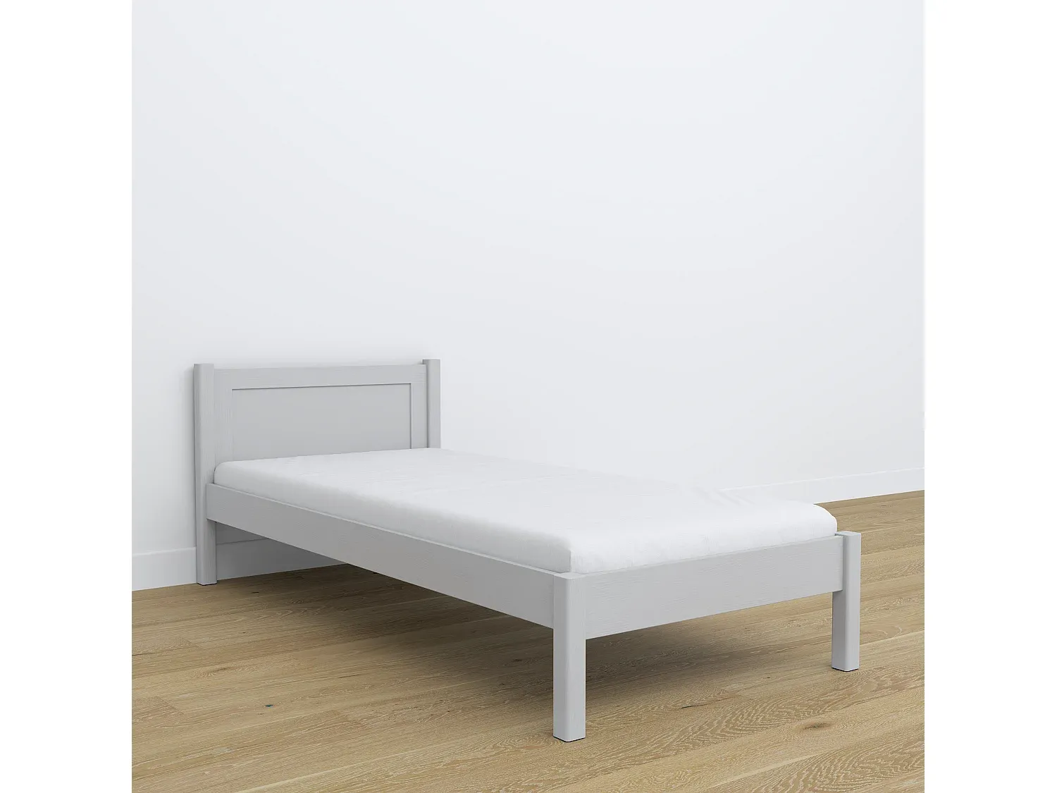 Einfaches Holzbett Grau 100x180 cm