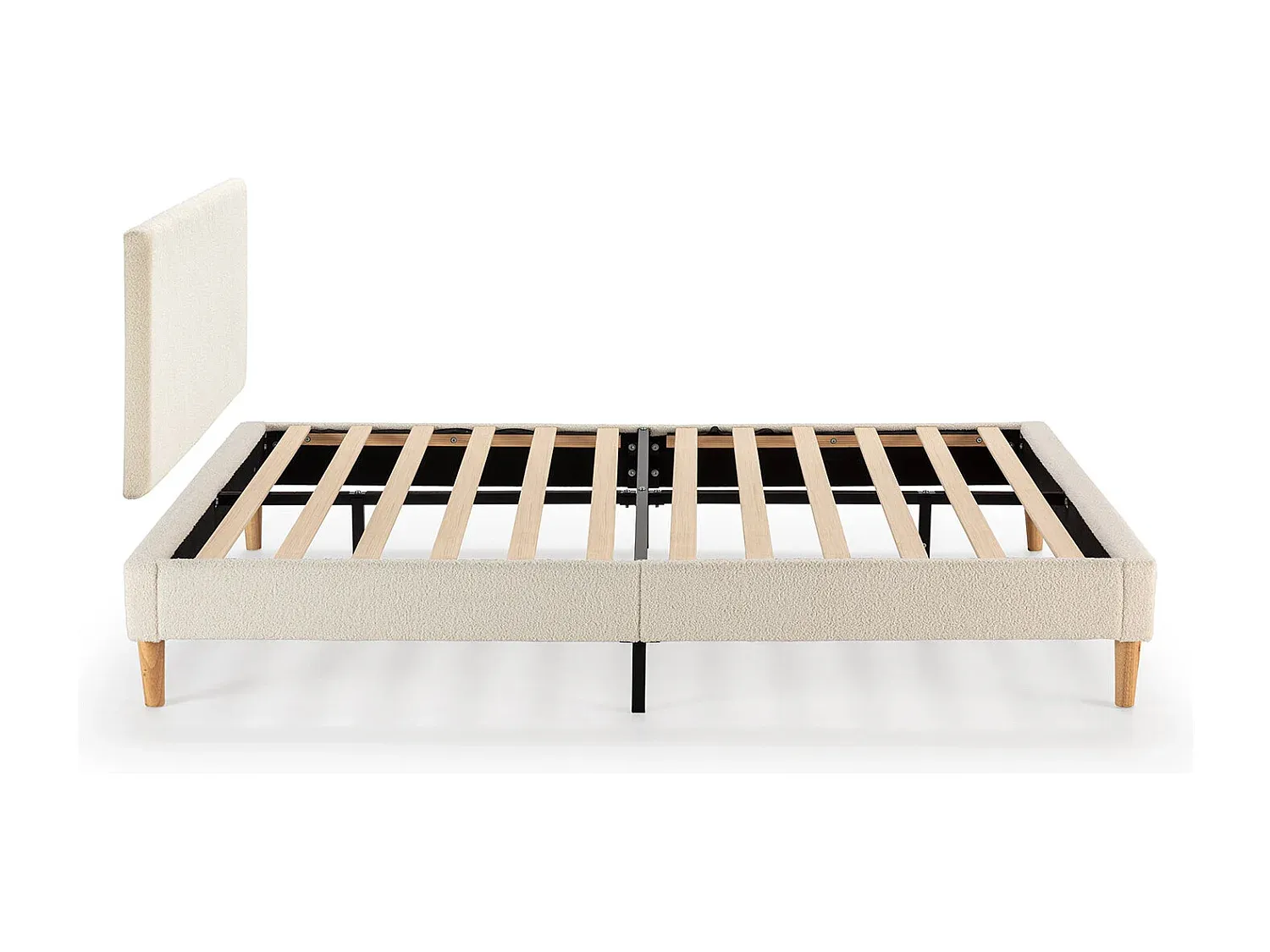 Bequemes Polsterbett mit Kopfteil 140x190 cm Beige