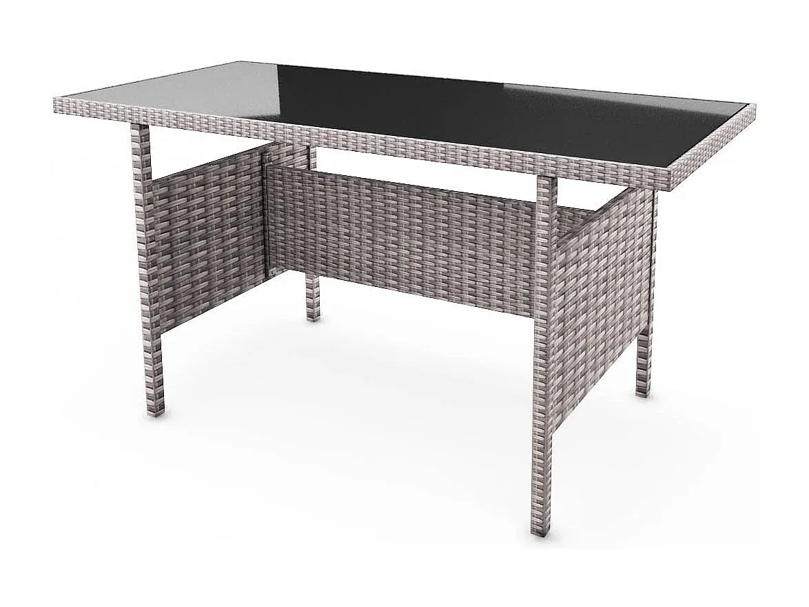 Gartenmöbel-Set aus Polyrattan, 7-teilig, hellgrau