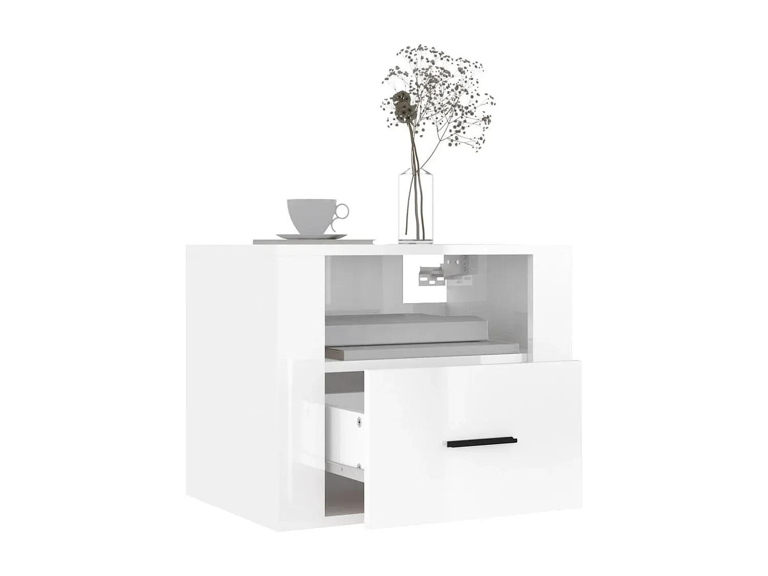 Set aus 2 Wand-Nachttischen Hochglanz Weiß, 50x36x40 cm