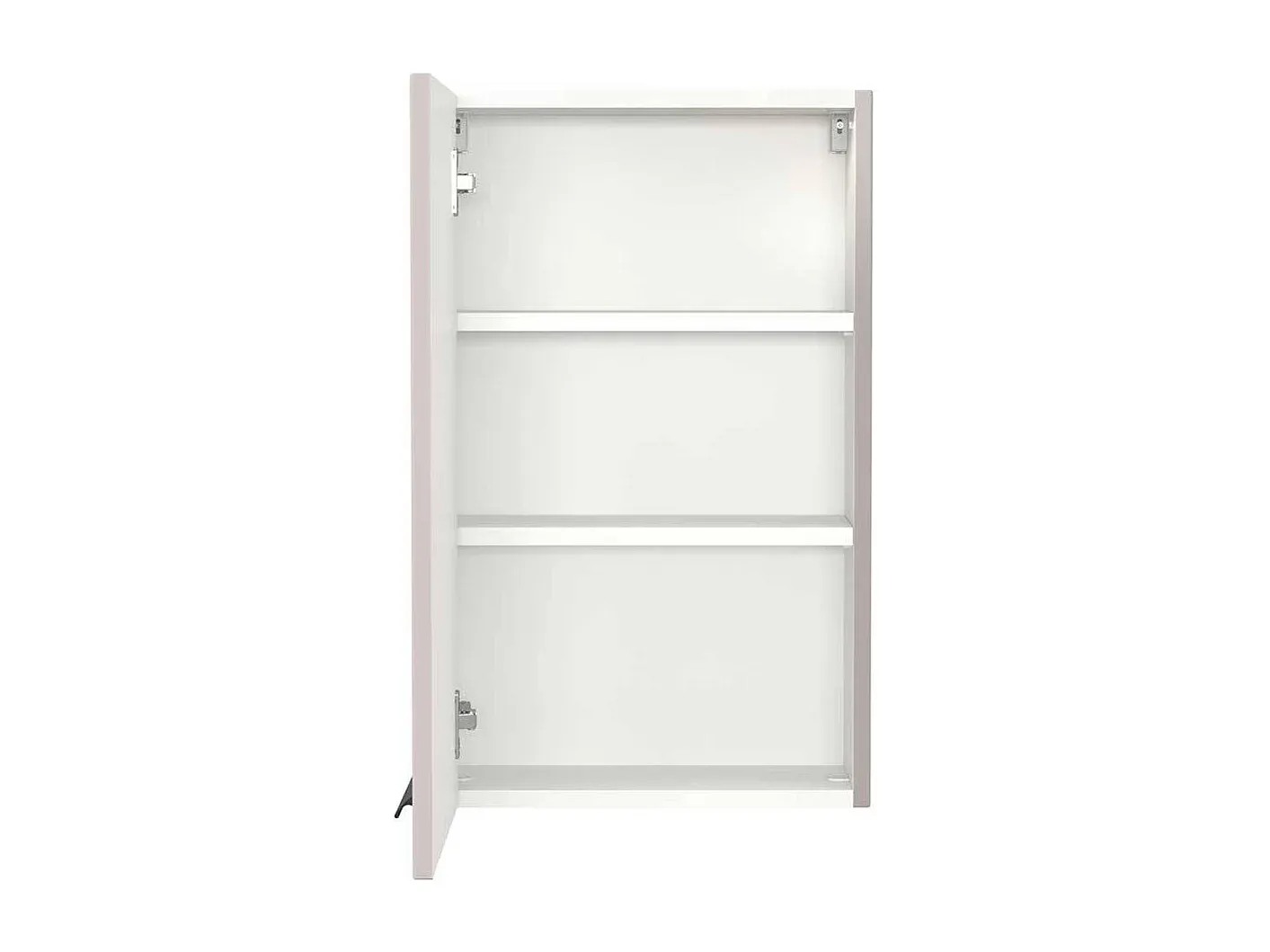 Hellgrauer Badezimmerschrank mit Metallgriff