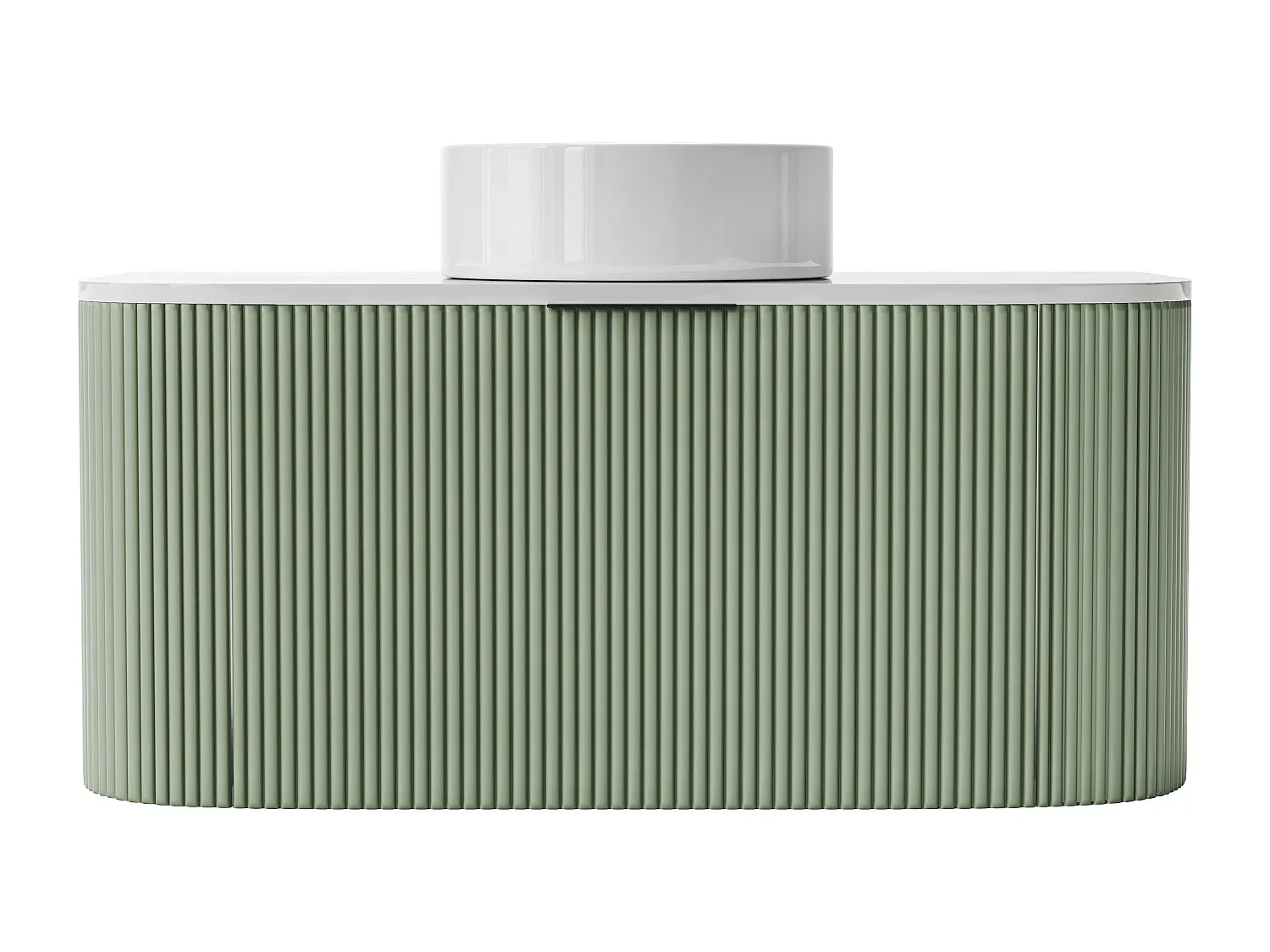 Gestreiftes Badezimmermöbel mit Aufsatzbecken - Mattgrün - 100 cm