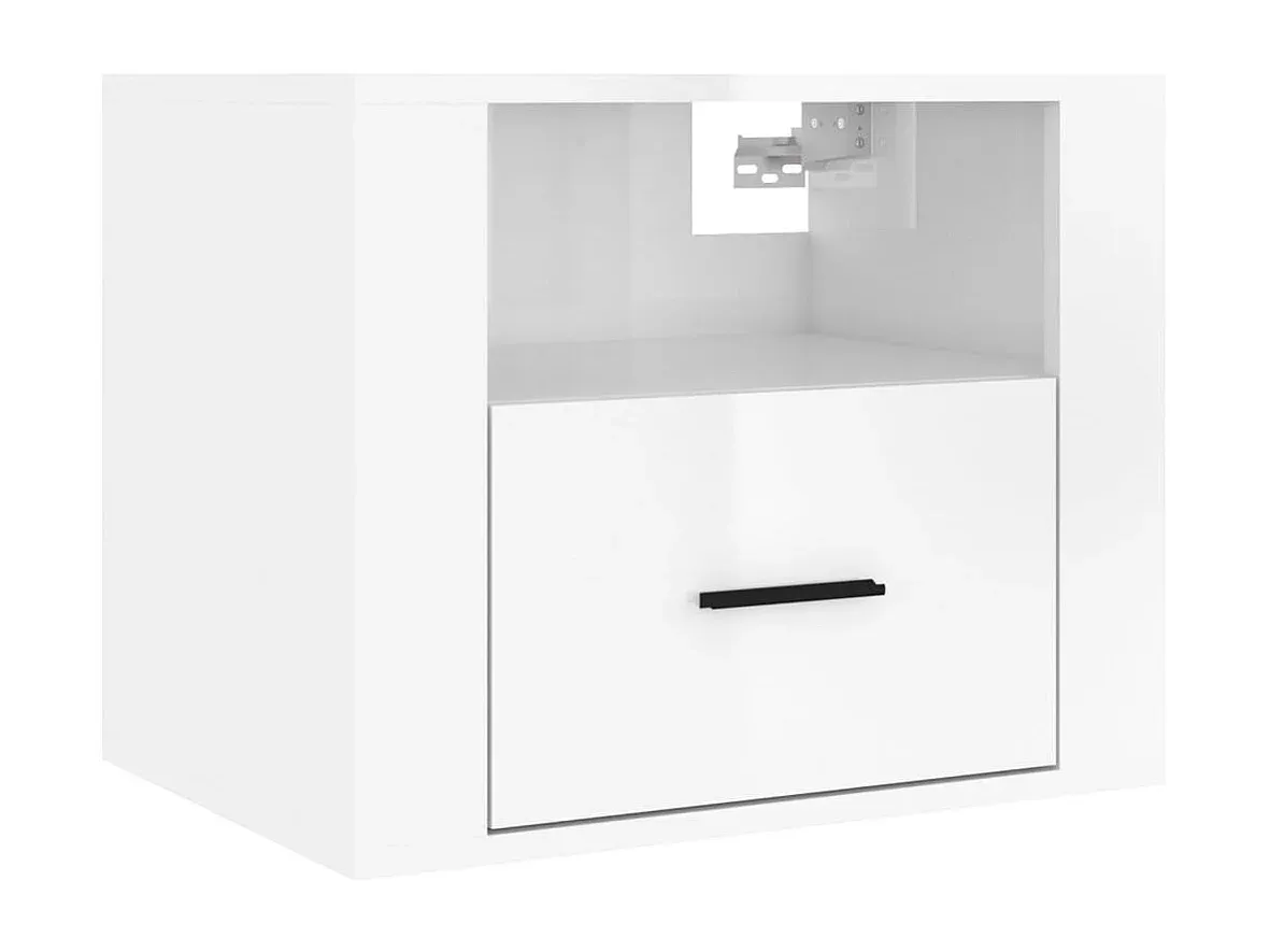 Set aus 2 Wand-Nachttischen Hochglanz Weiß, 50x36x40 cm