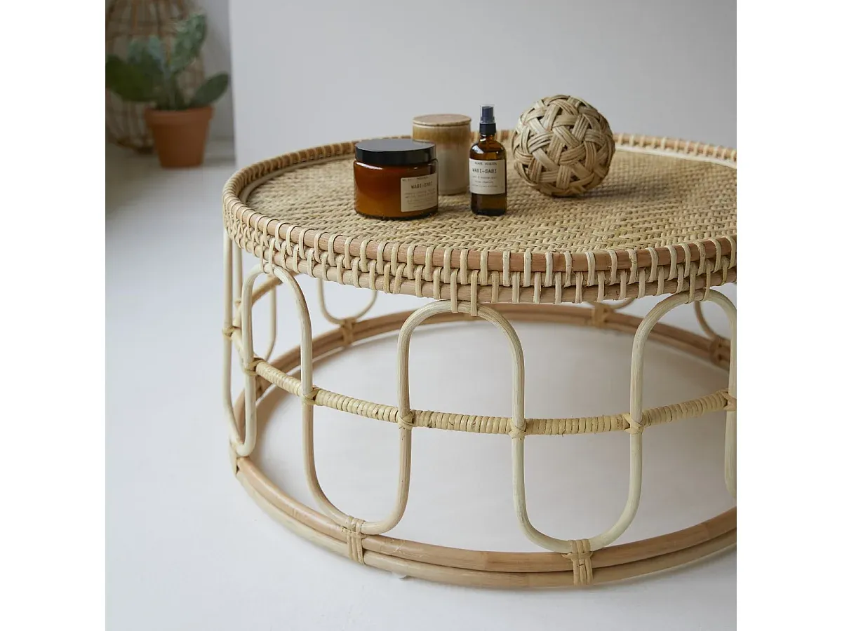 Moderner Rattan-Couchtisch für Wohnzimmer