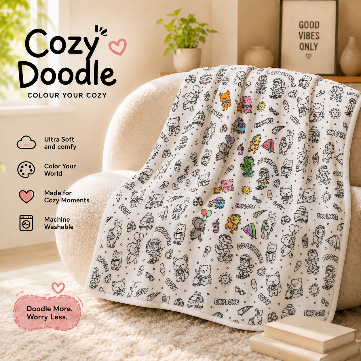My Cozy Doodle Moments Blanket
