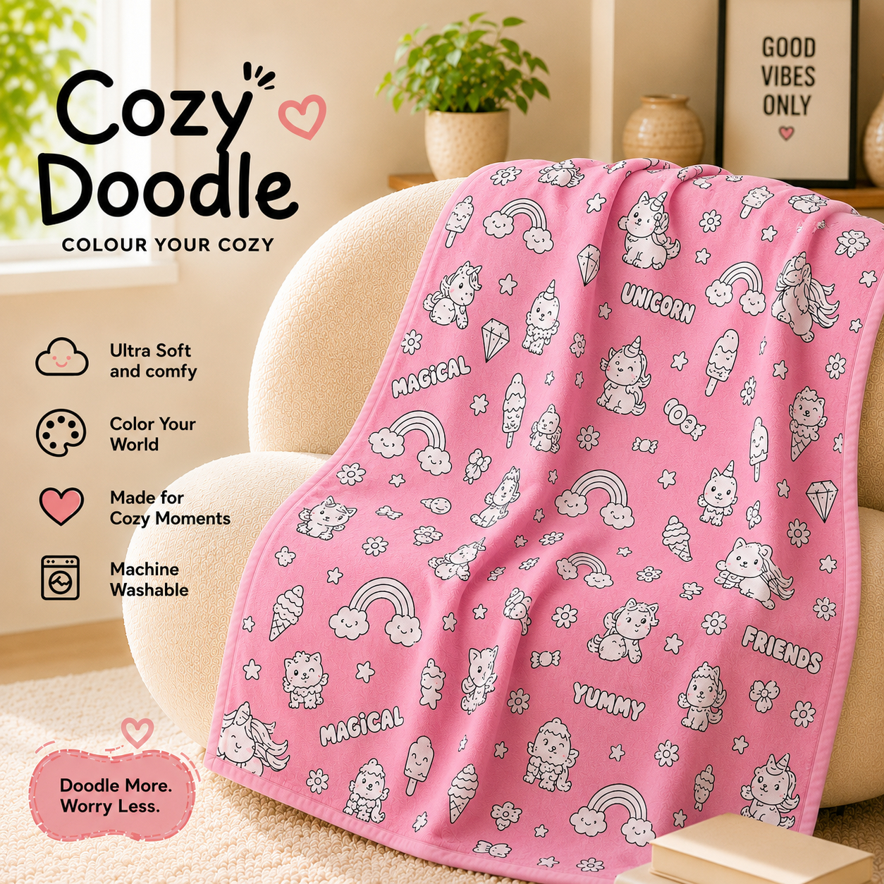My Cozy Doodle Moments Blanket