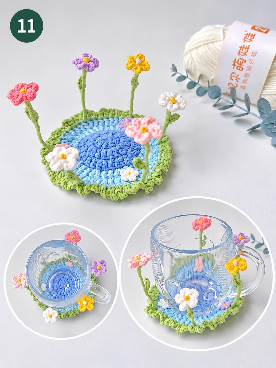 Crochet Flower Pop-Up Coaster DIY Kit