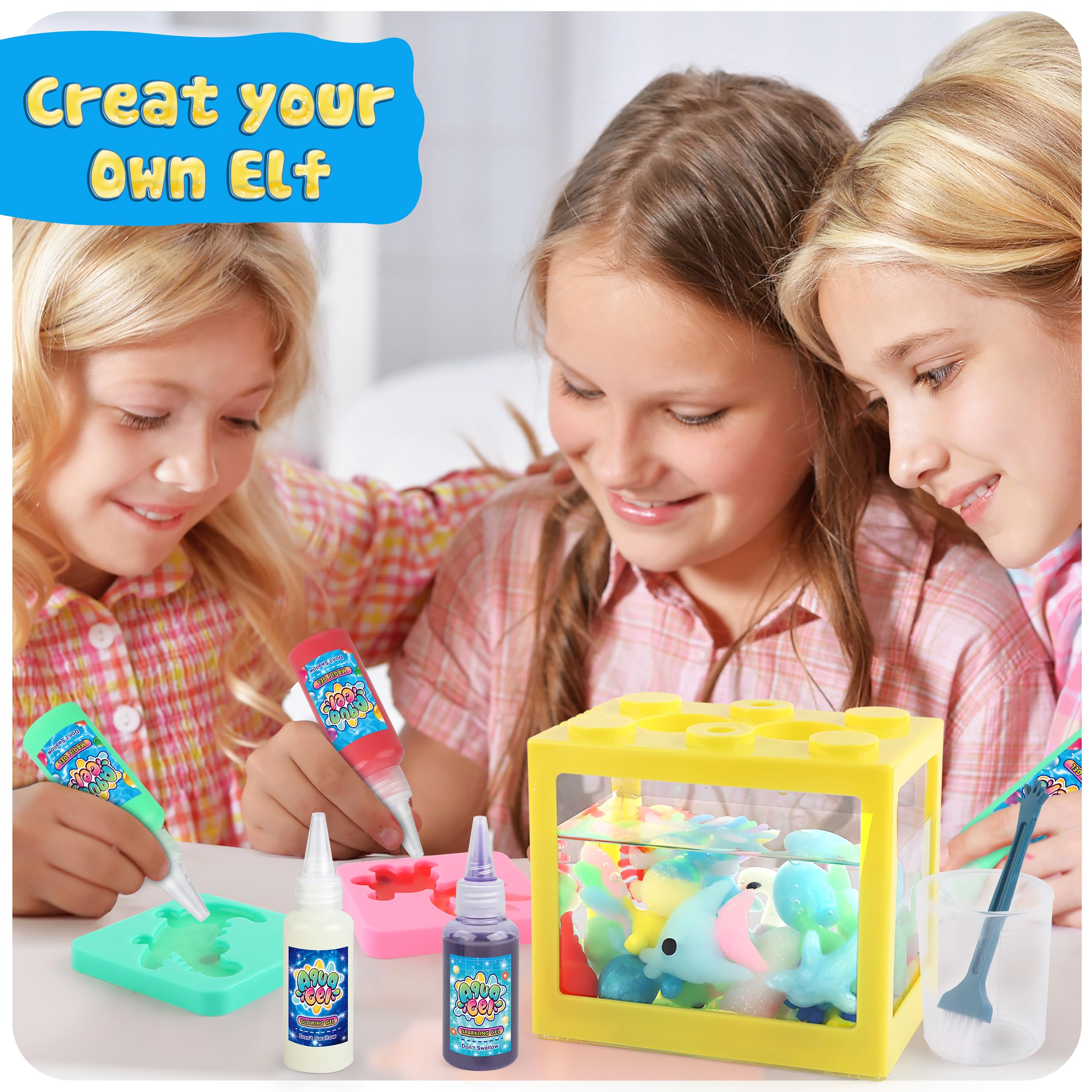 wookidel Magic Water Elf Toy Kit, Aqua Fairy Water Gel Kit with 20PCS Magic Gels and Animal Molds, Gift for Christmas, Easter, Birthday,Creative Art Craft Kits for Girls Boys 6 7 8 9 10 Year Old
