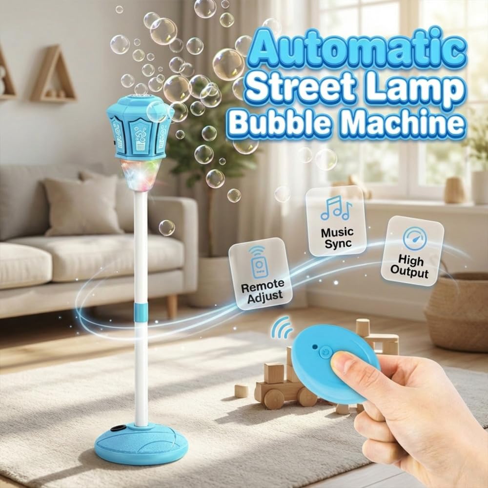 Automatic Bubble Volcano Machine – Standing Bubble Blower with Lights & Music