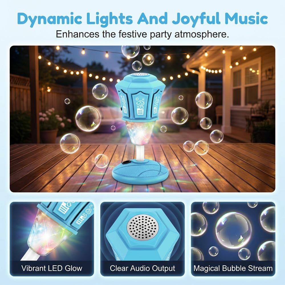 Automatic Bubble Volcano Machine – Standing Bubble Blower with Lights & Music
