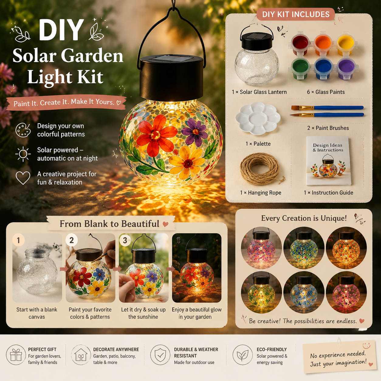 DIY Stained Glass Solar Garden Light Kit