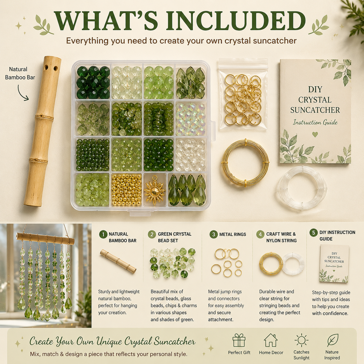 Boho Green Plant Bead Kit