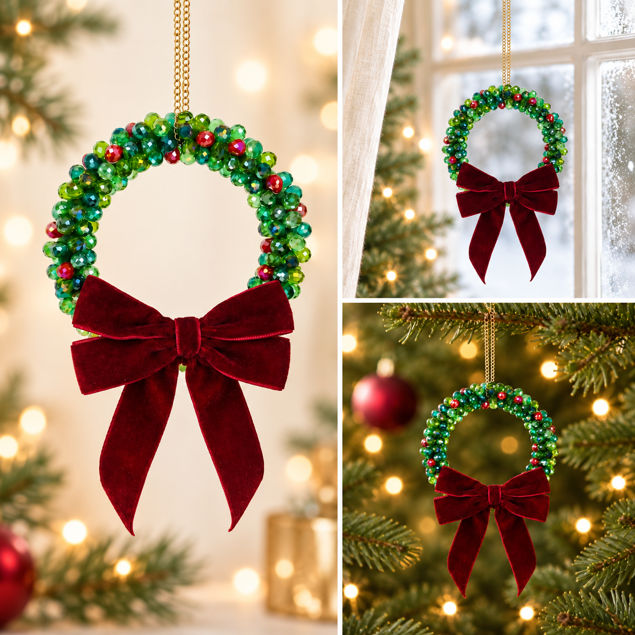 Beaded Christmas Wreath Ornament DIY Kit-Make Your Own Sparkling Christmas Wreath Ornament ✨