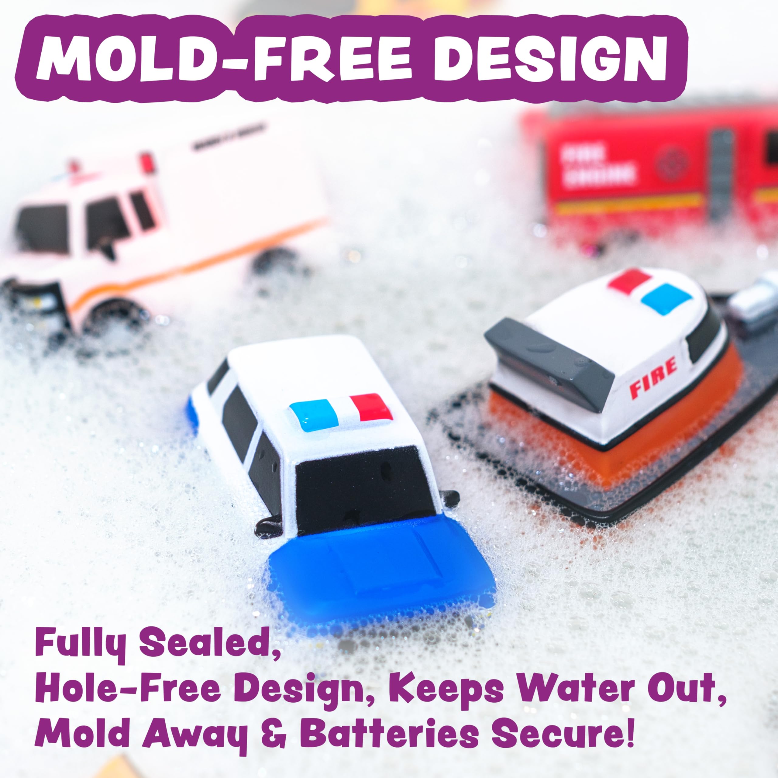 6PCS Light-Up Bath Cars – Water-Activated LED Bath Toys for Toddlers