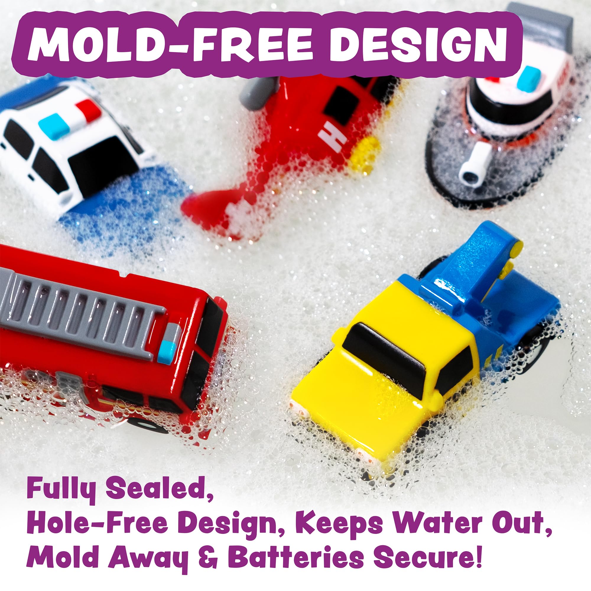 6PCS Light-Up Bath Cars – Water-Activated LED Bath Toys for Toddlers