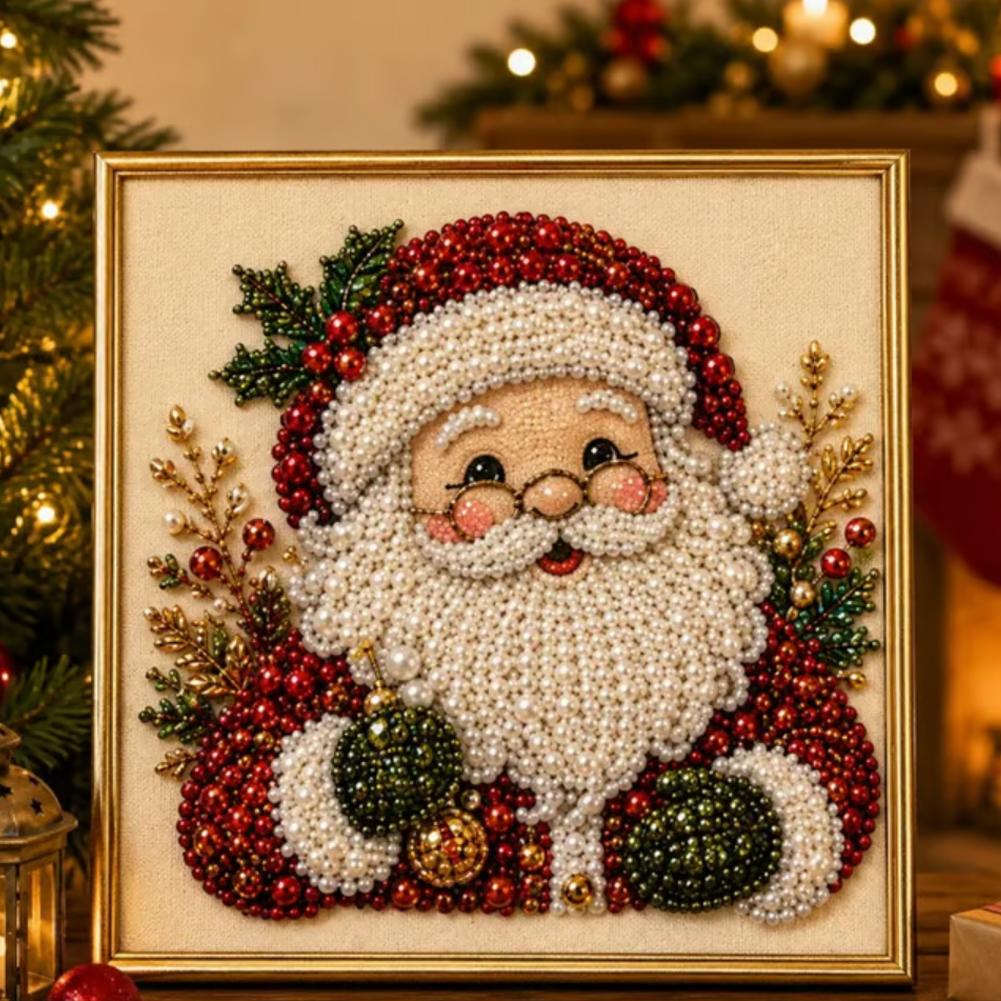 DIY Christmas Pearl Diamond Art Painting Kit with Frame