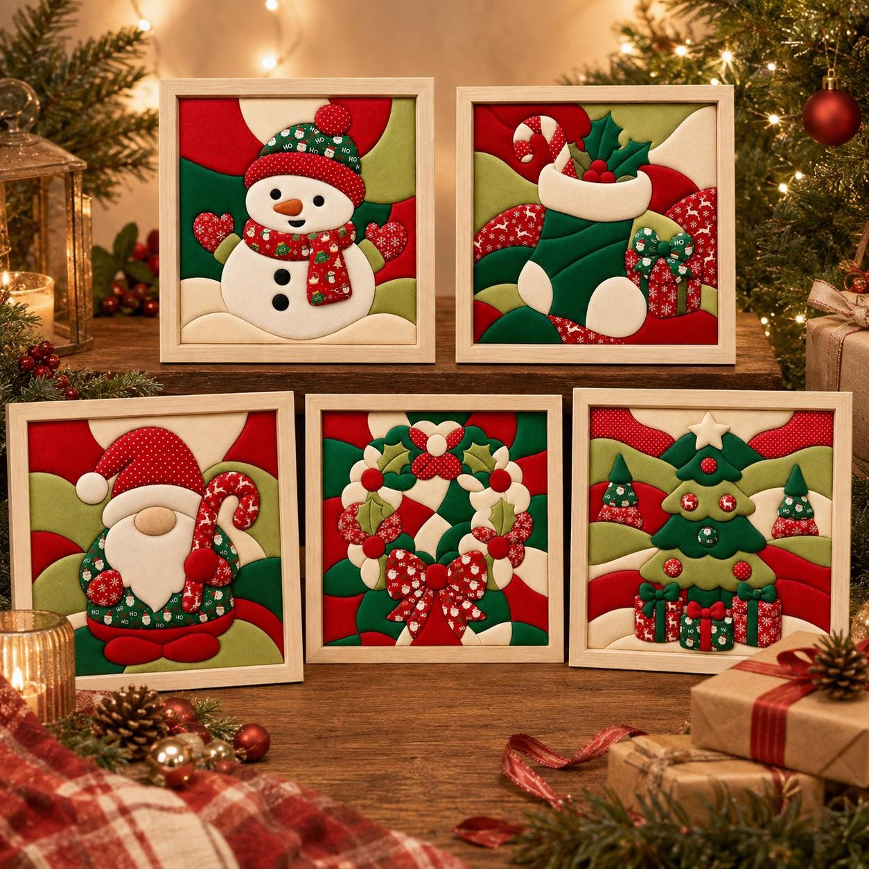 Kinusaiga Christmas No-Sew Fabric Art Kit for Adults