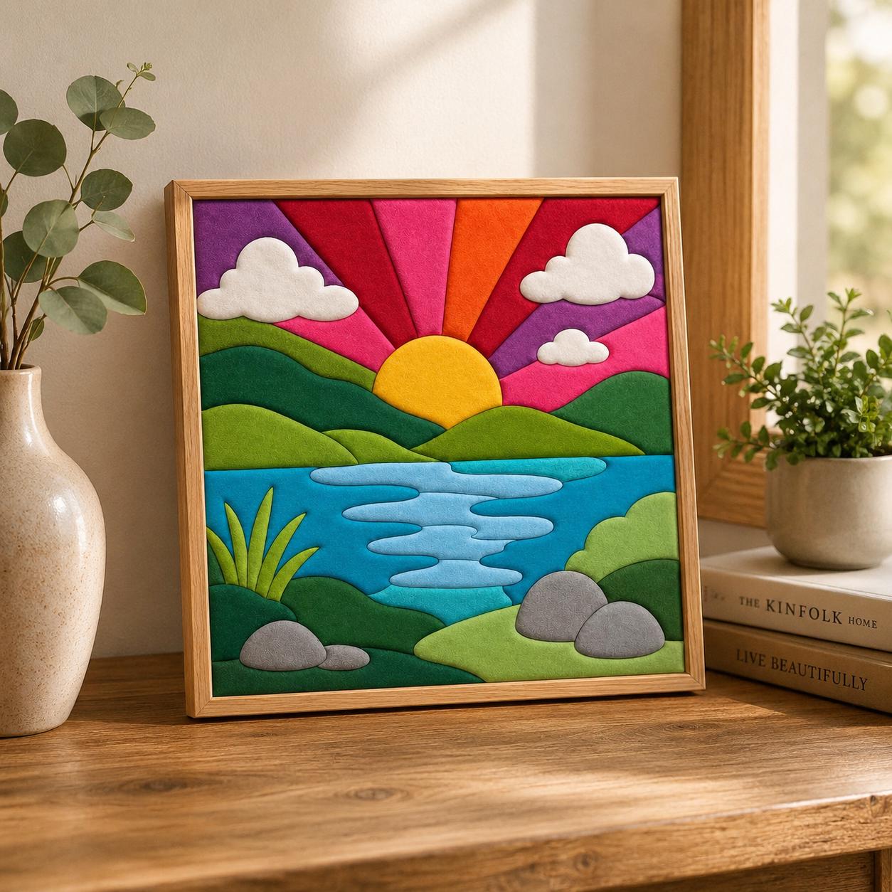 Kinusaiga Colorful Nature Landscape No-Sew Fabric Art Kit
