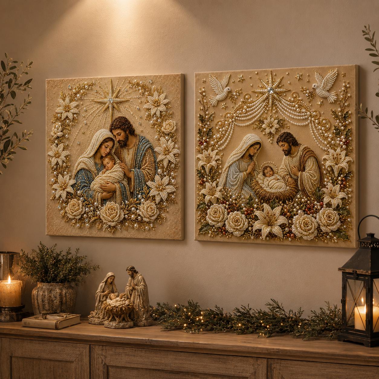 Holy Family Pearl Art Kit – DIY Christmas Wall Decor