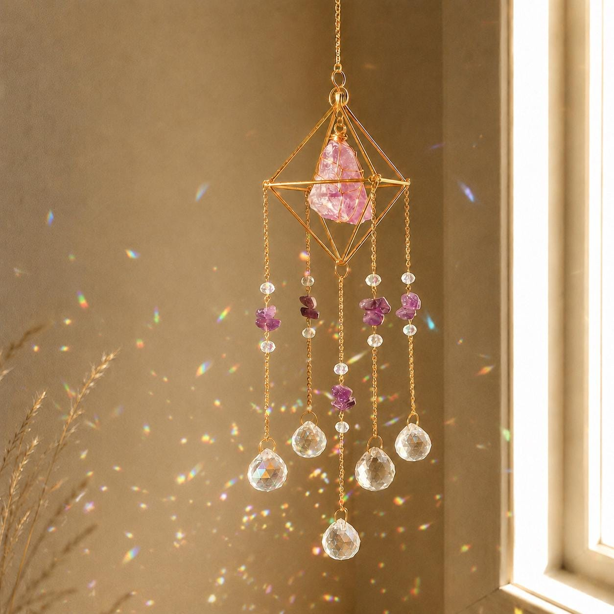 Raw Crystal Rainbow Suncatcher