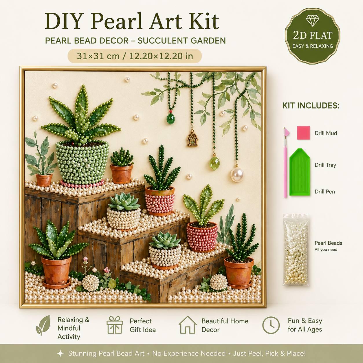 Succulent Pearl Painting Kit with Rhinestones