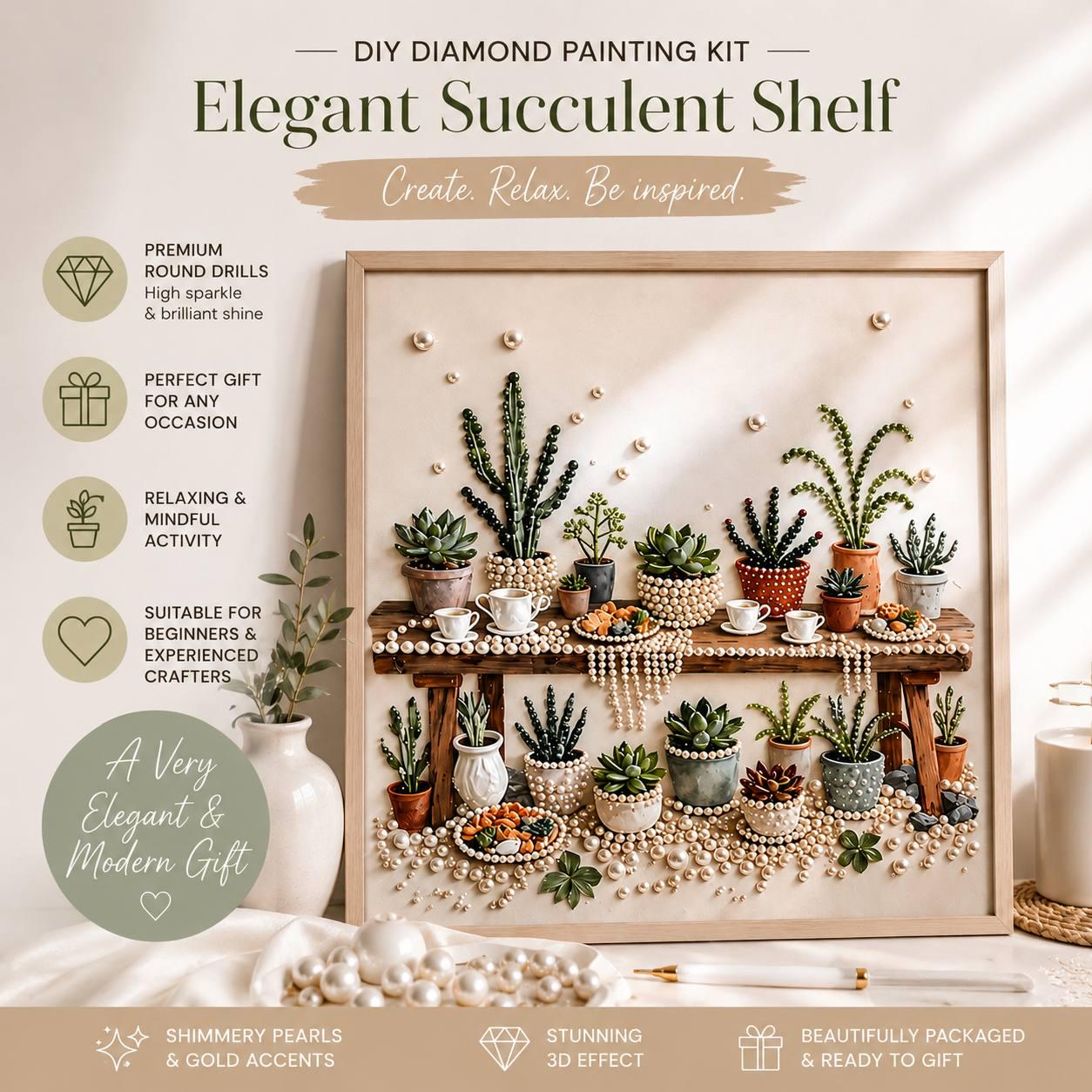 Succulent Garden Pearl Art Kit