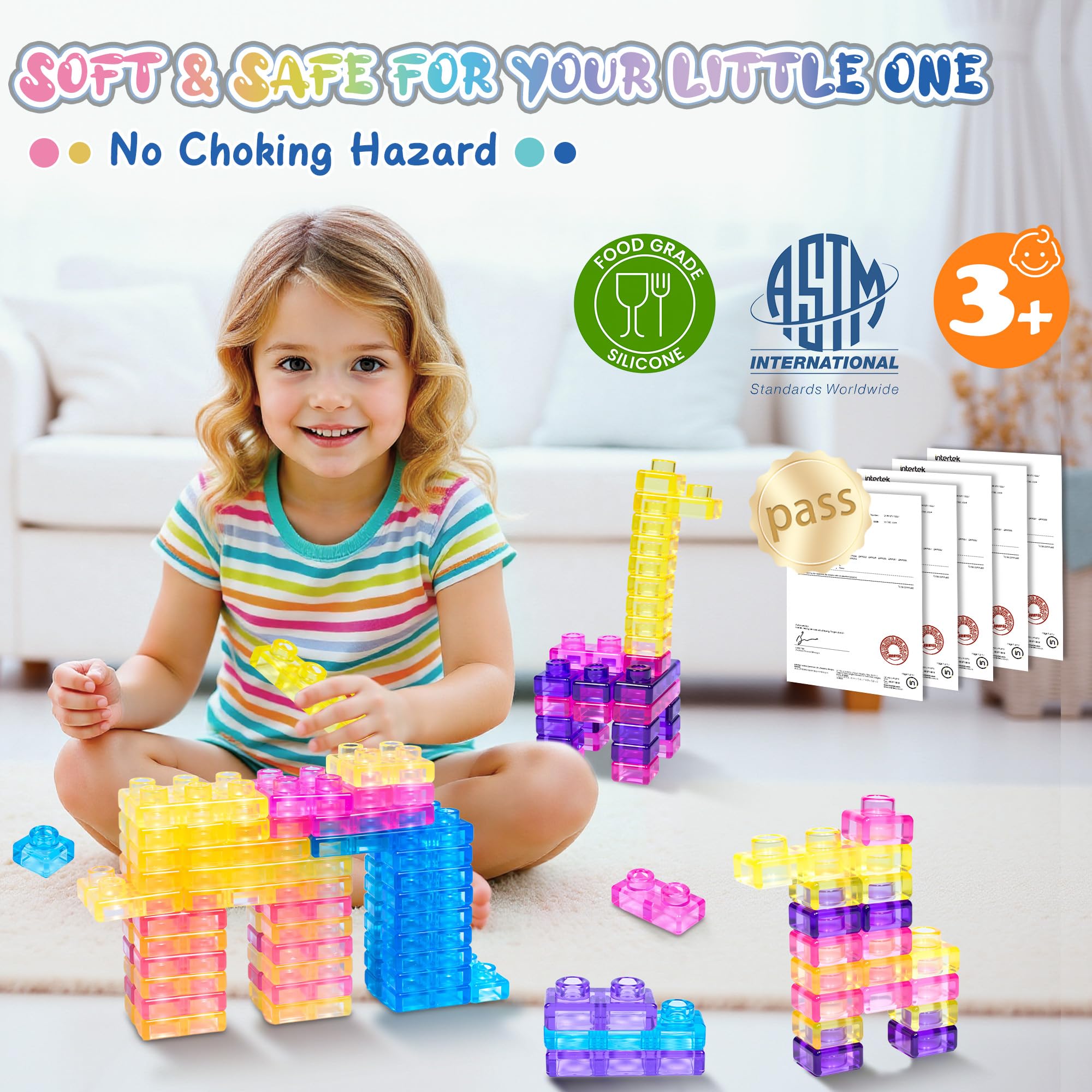 40PCS Sensory Soft Building Blocks – Squishy Montessori Stacking Toy for Toddlers
