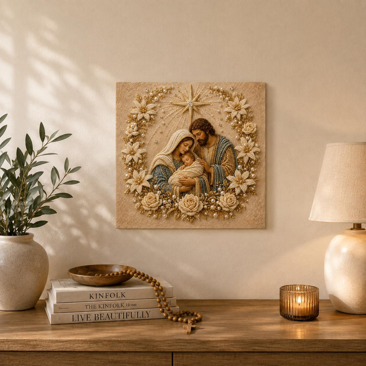 Holy Family Pearl Art Kit – DIY Christmas Wall Decor