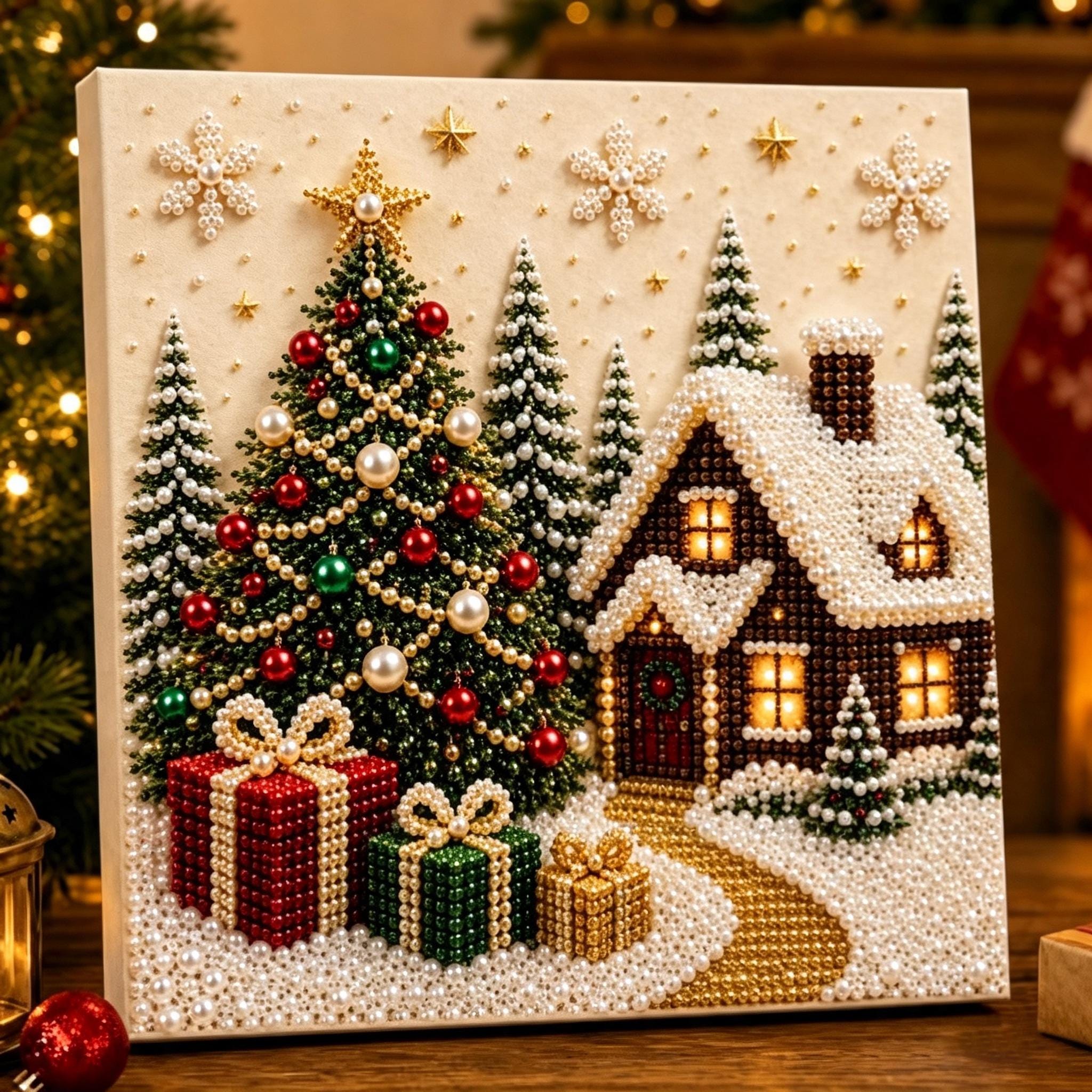 NEW DIY Christmas Pearl Diamond Painting Art Kit