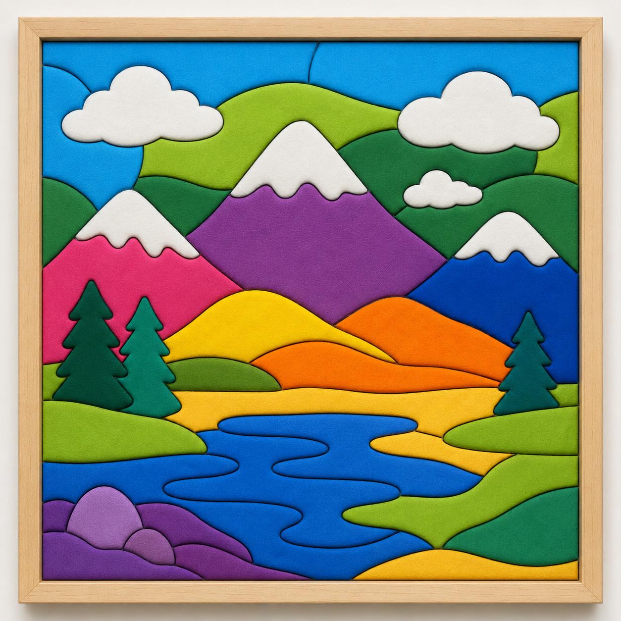 Kinusaiga Colorful Nature Landscape No-Sew Fabric Art Kit