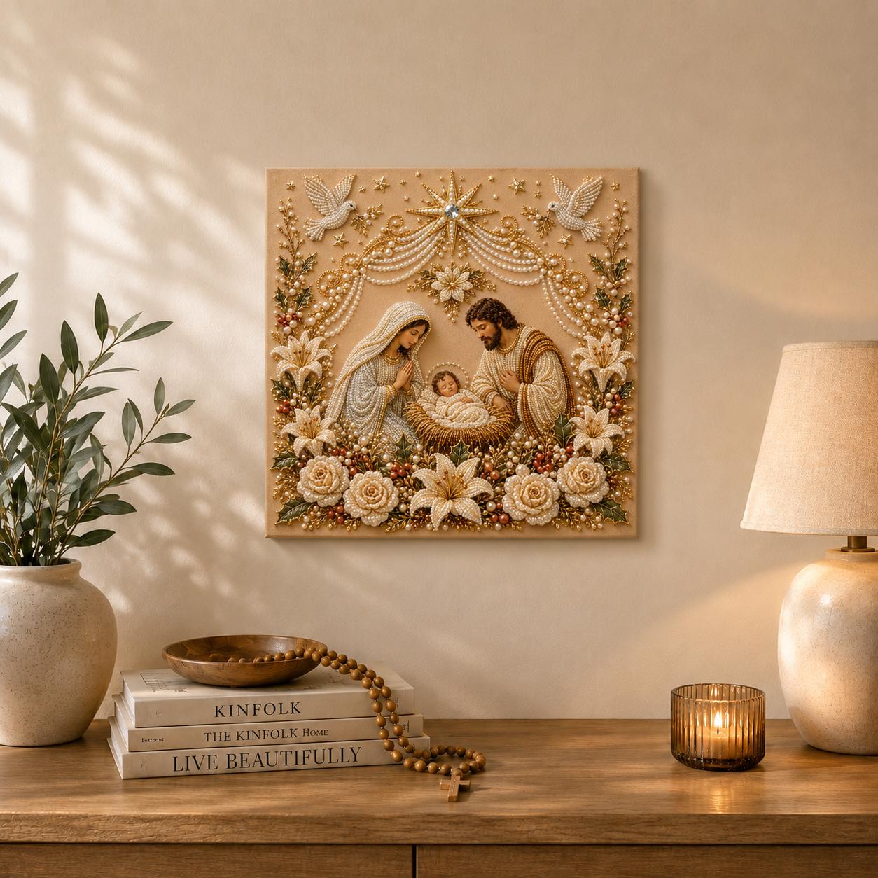Holy Family Pearl Art Kit – DIY Christmas Wall Decor