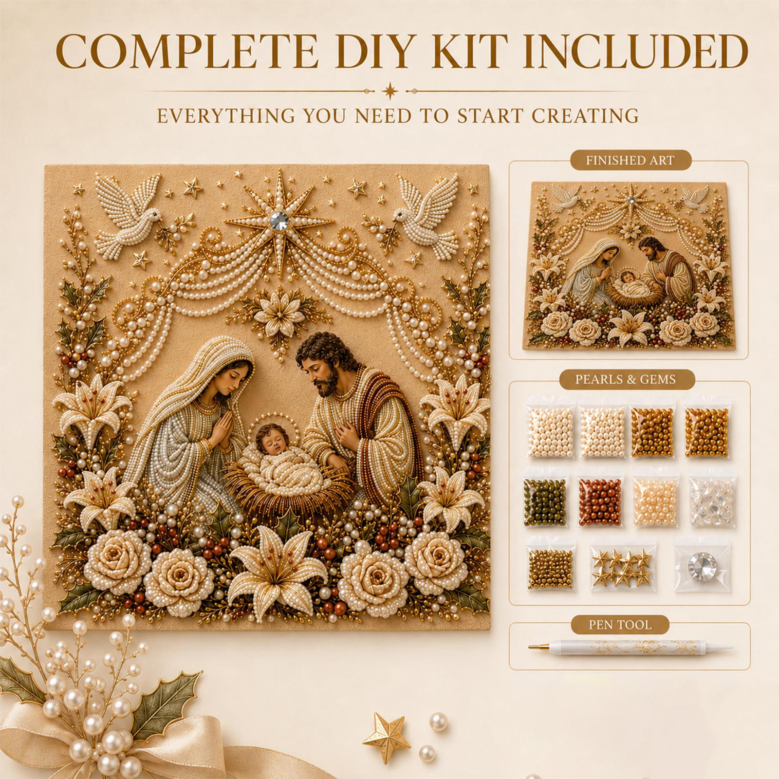Holy Family Pearl Art Kit – DIY Christmas Wall Decor