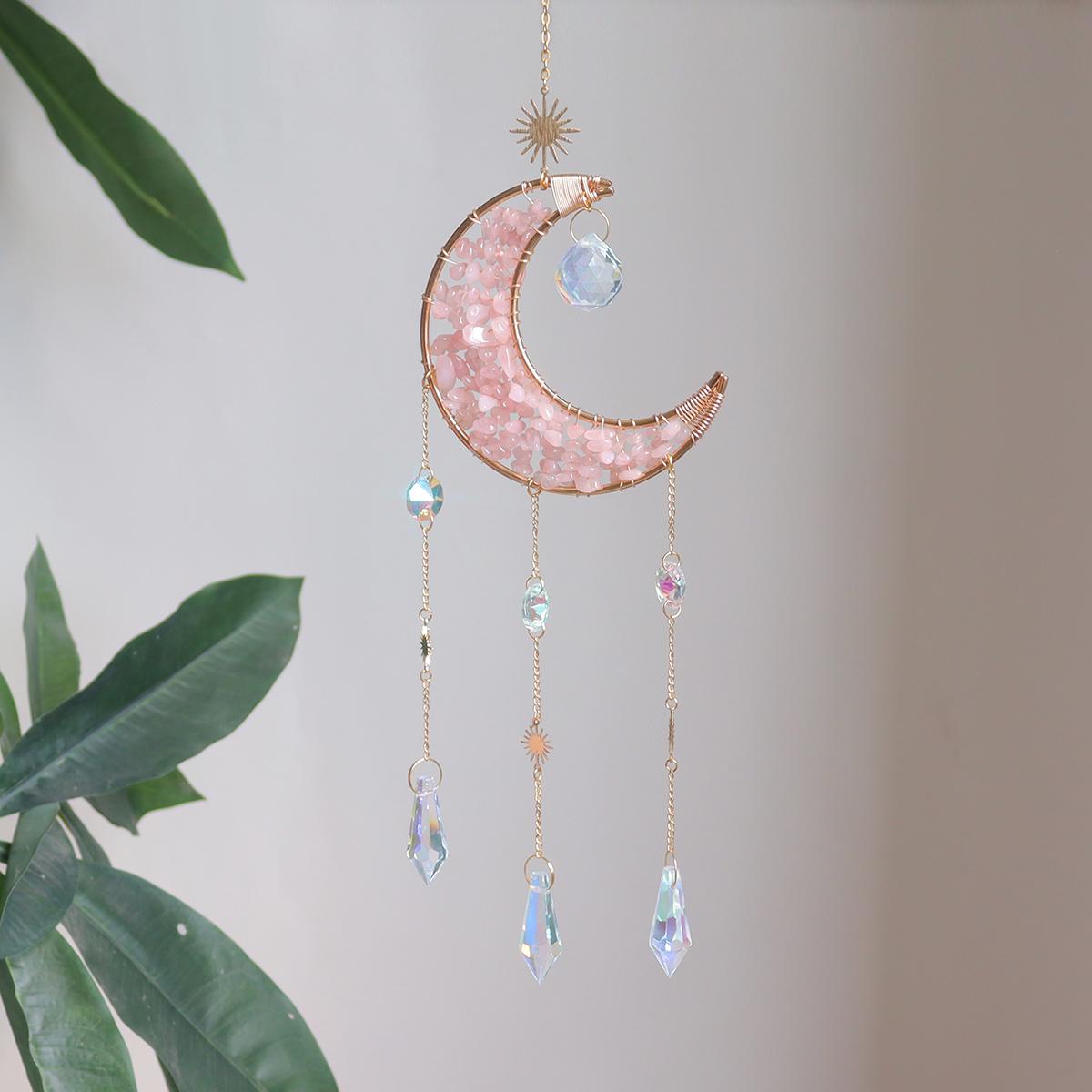Healing Crystal Moon Window Suncatcher