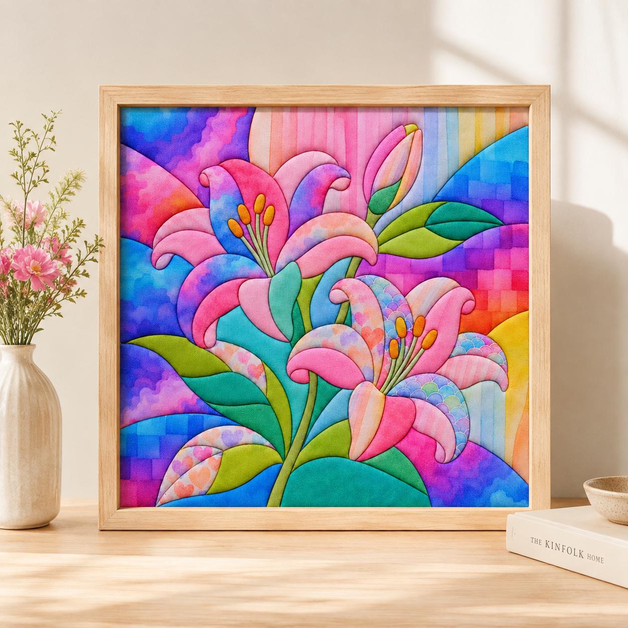 Kinusaiga Colorful Floral Fabric Art DIY Kit