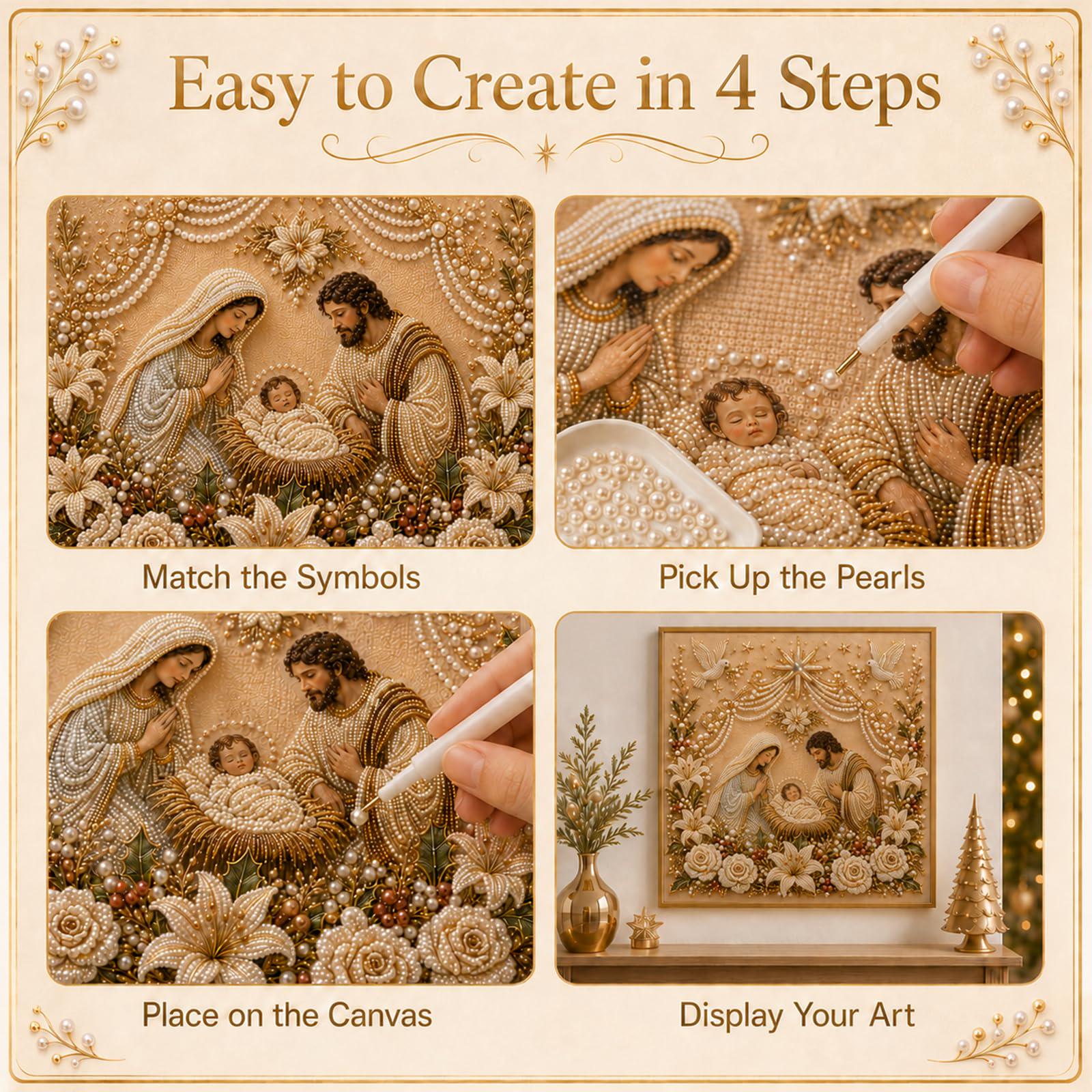 Holy Family Pearl Art Kit – DIY Christmas Wall Decor