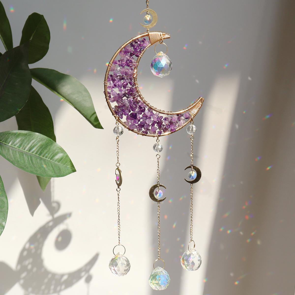 Healing Crystal Moon Window Suncatcher