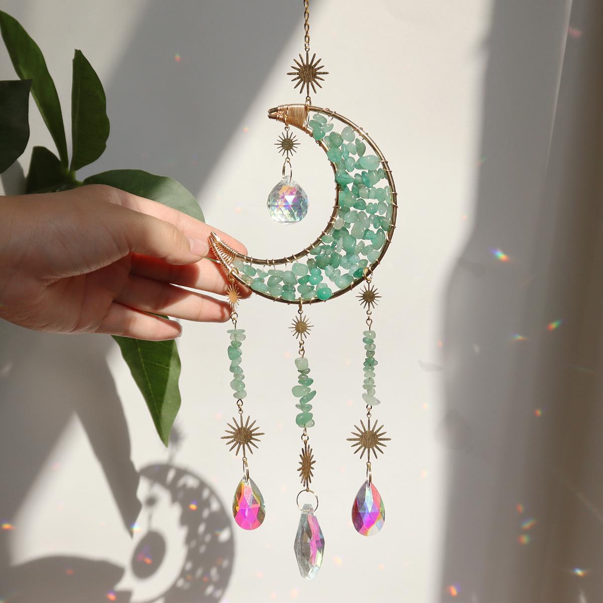 Healing Crystal Moon Window Suncatcher