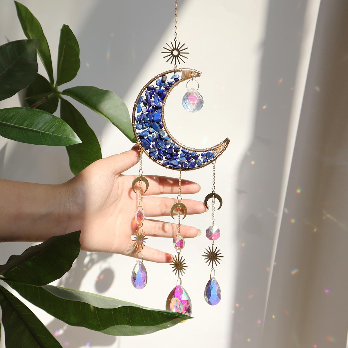 Healing Crystal Moon Window Suncatcher