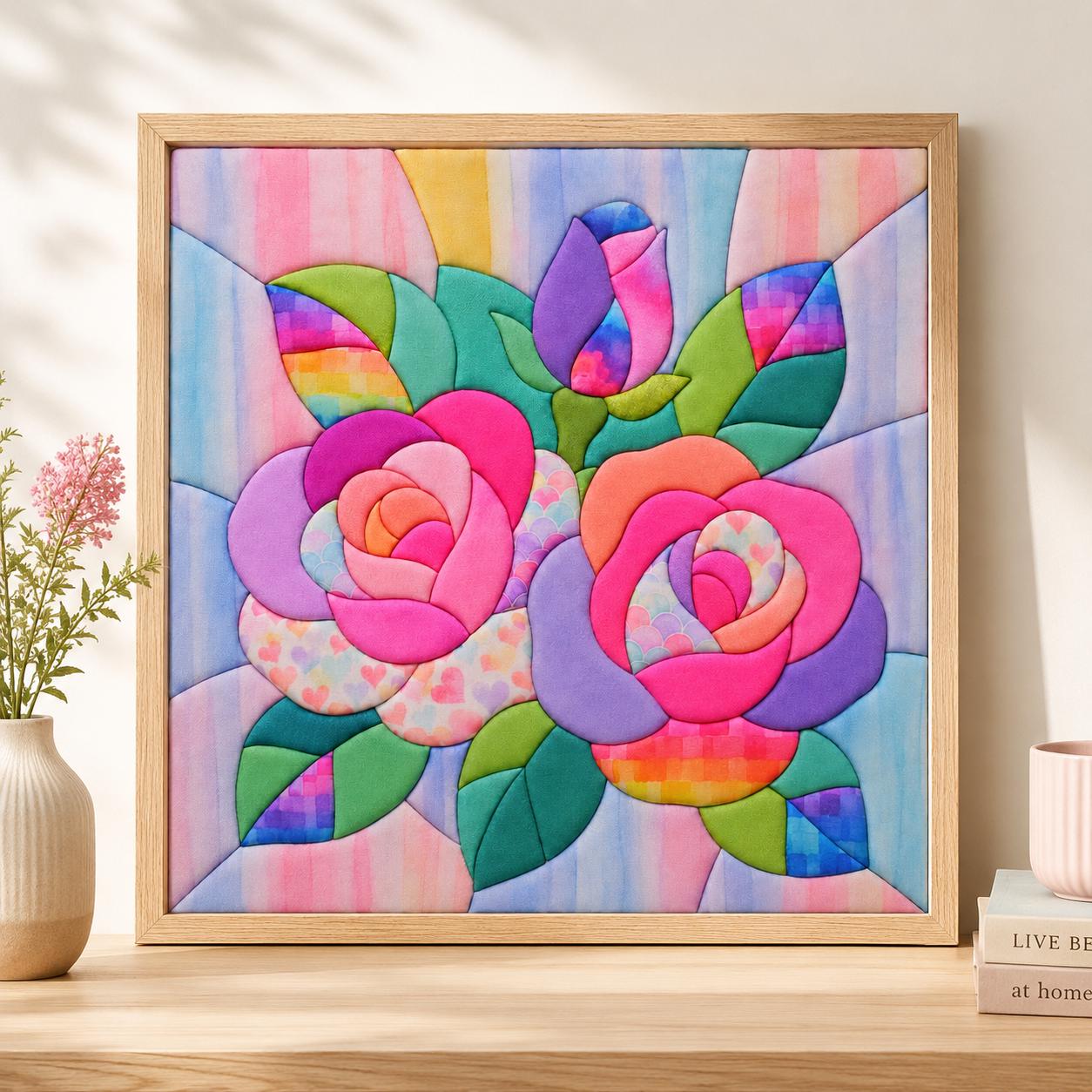 Kinusaiga Colorful Floral Fabric Art DIY Kit