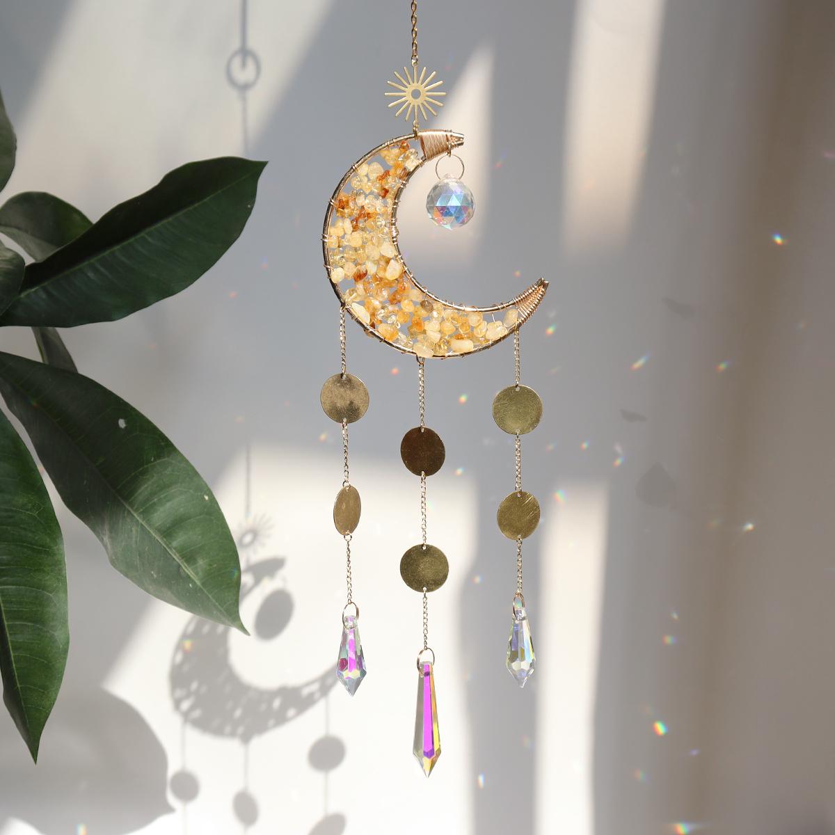 Healing Crystal Moon Window Suncatcher