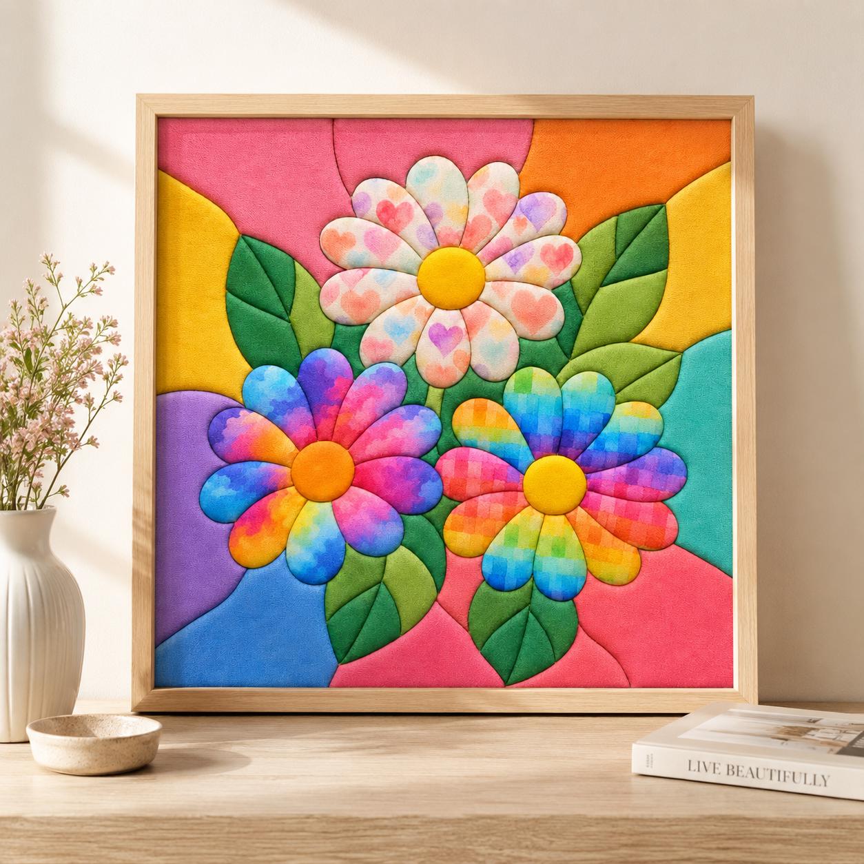 Kinusaiga Colorful Floral Fabric Art DIY Kit