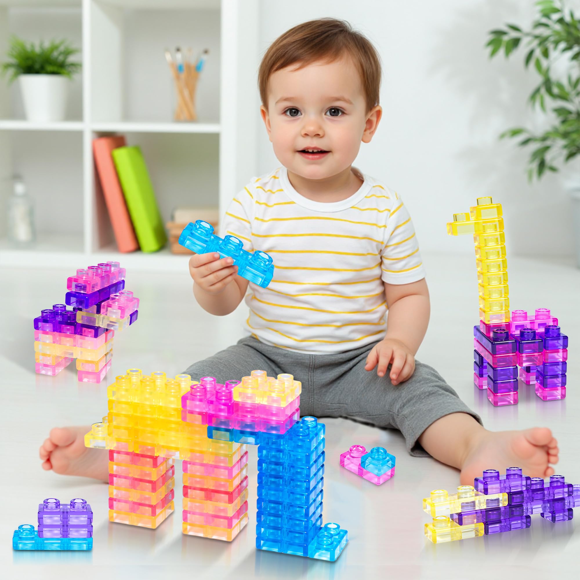 40PCS Sensory Soft Building Blocks – Squishy Montessori Stacking Toy for Toddlers