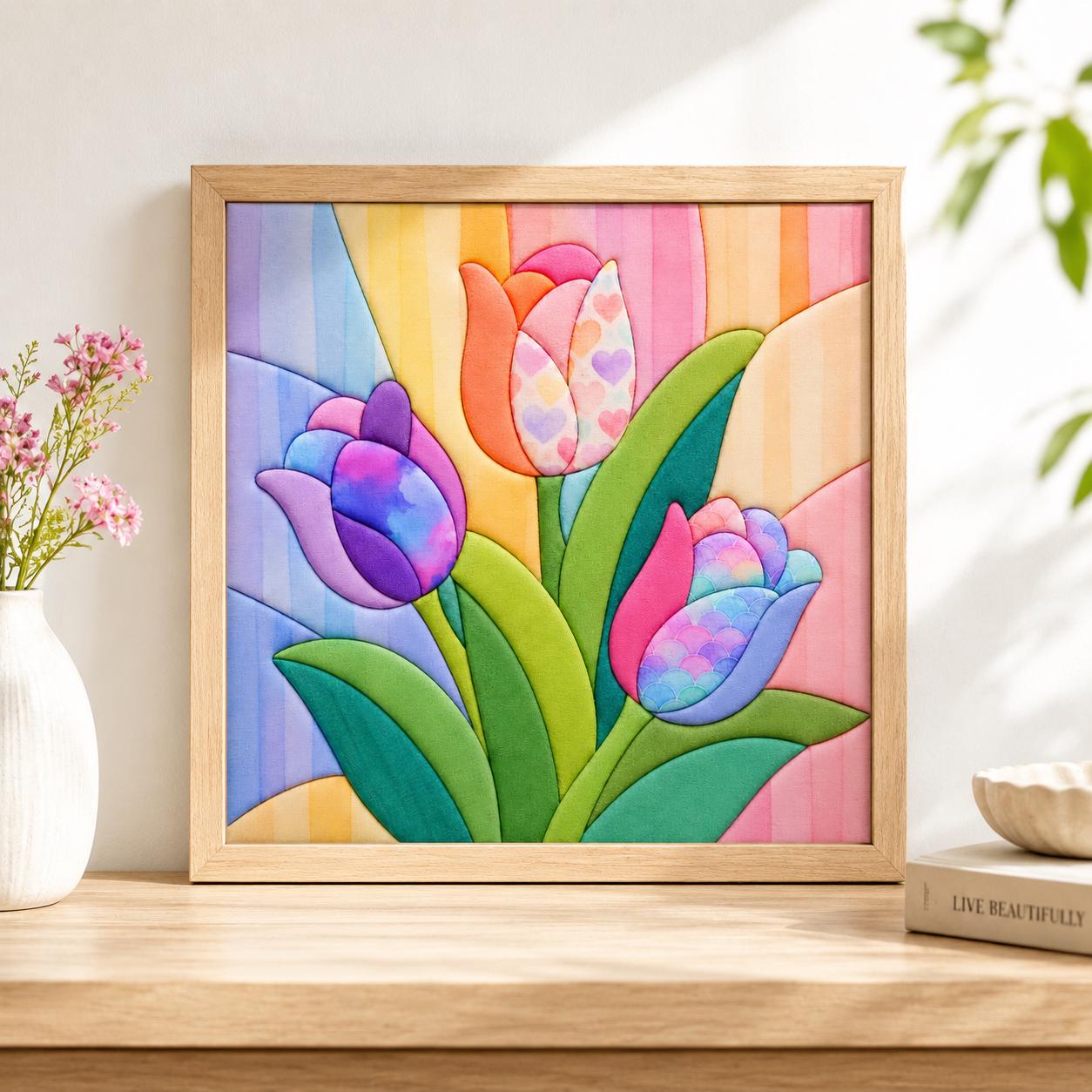 Kinusaiga Colorful Floral Fabric Art DIY Kit