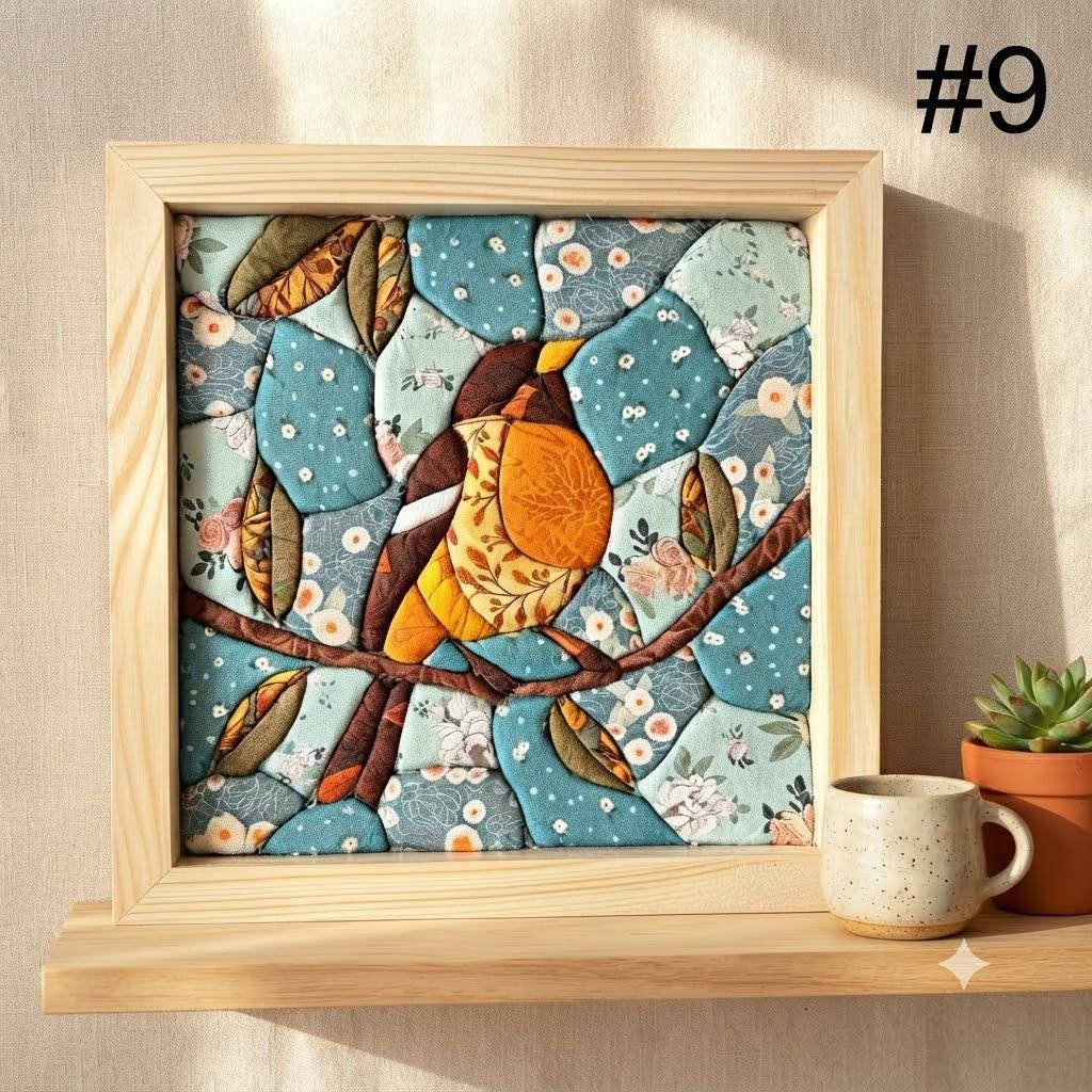 Kinusaiga-Framed No-Sew Animal Fabric Art Kit