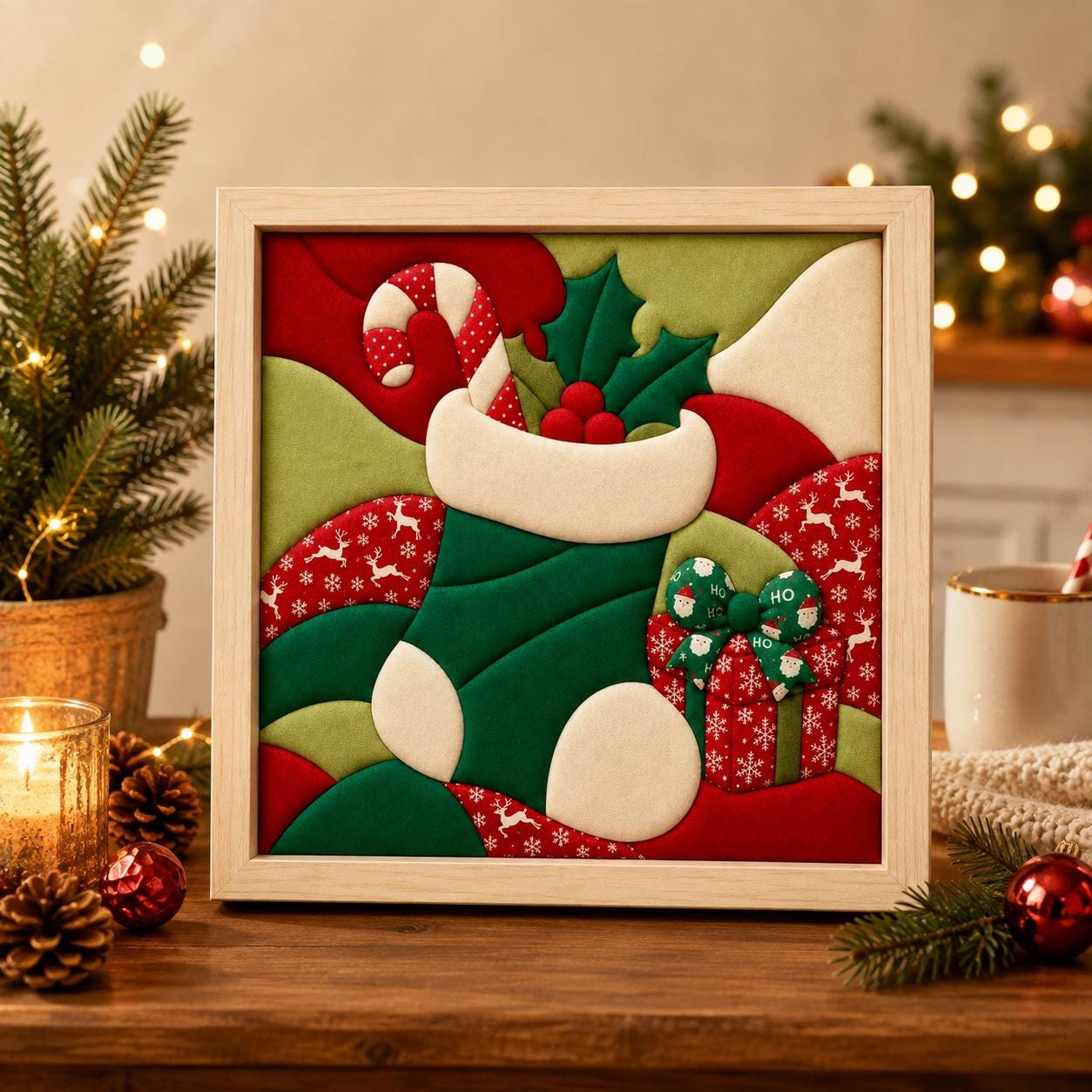 Kinusaiga Christmas No-Sew Fabric Art Kit for Adults