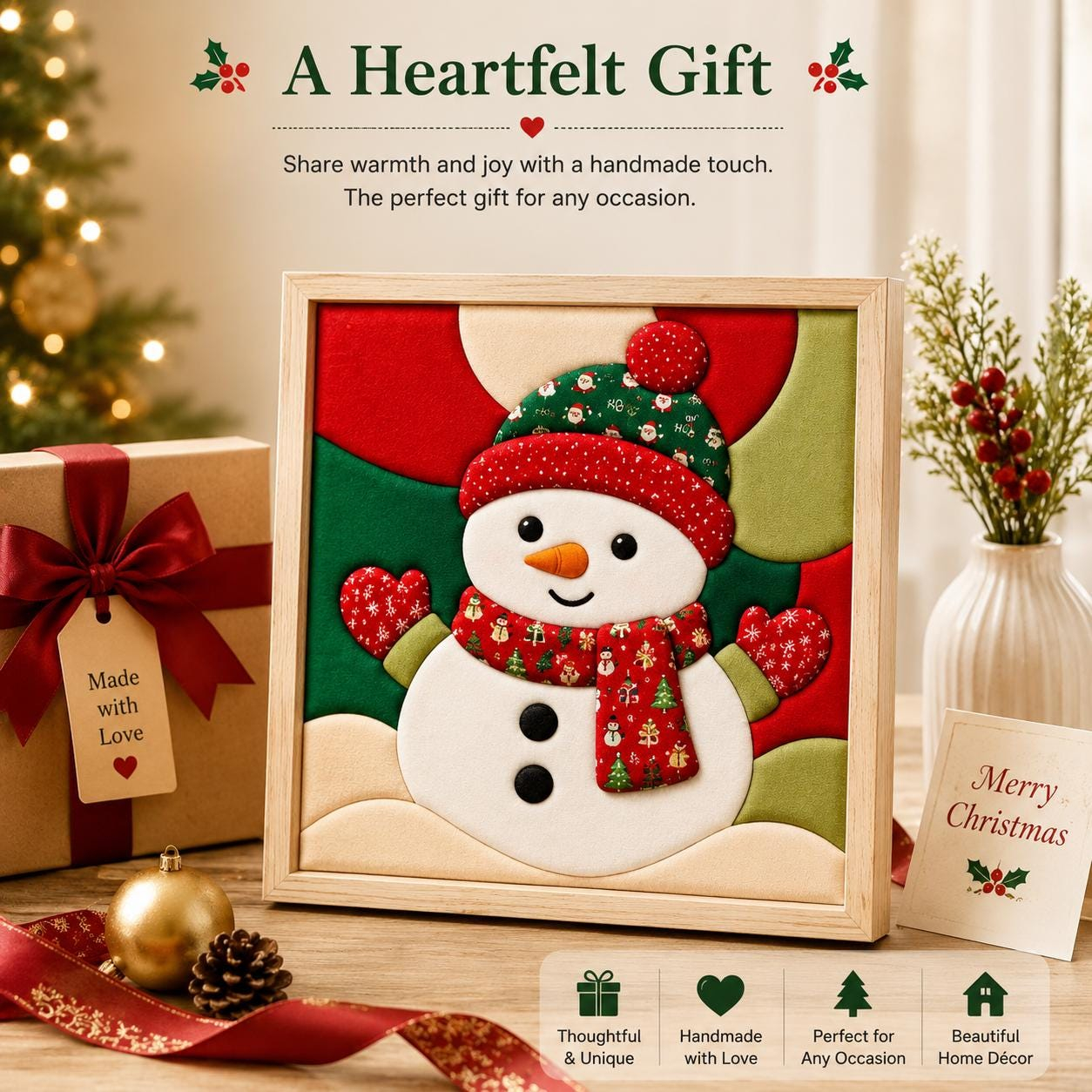 Kinusaiga Christmas No-Sew Fabric Art Kit for Adults