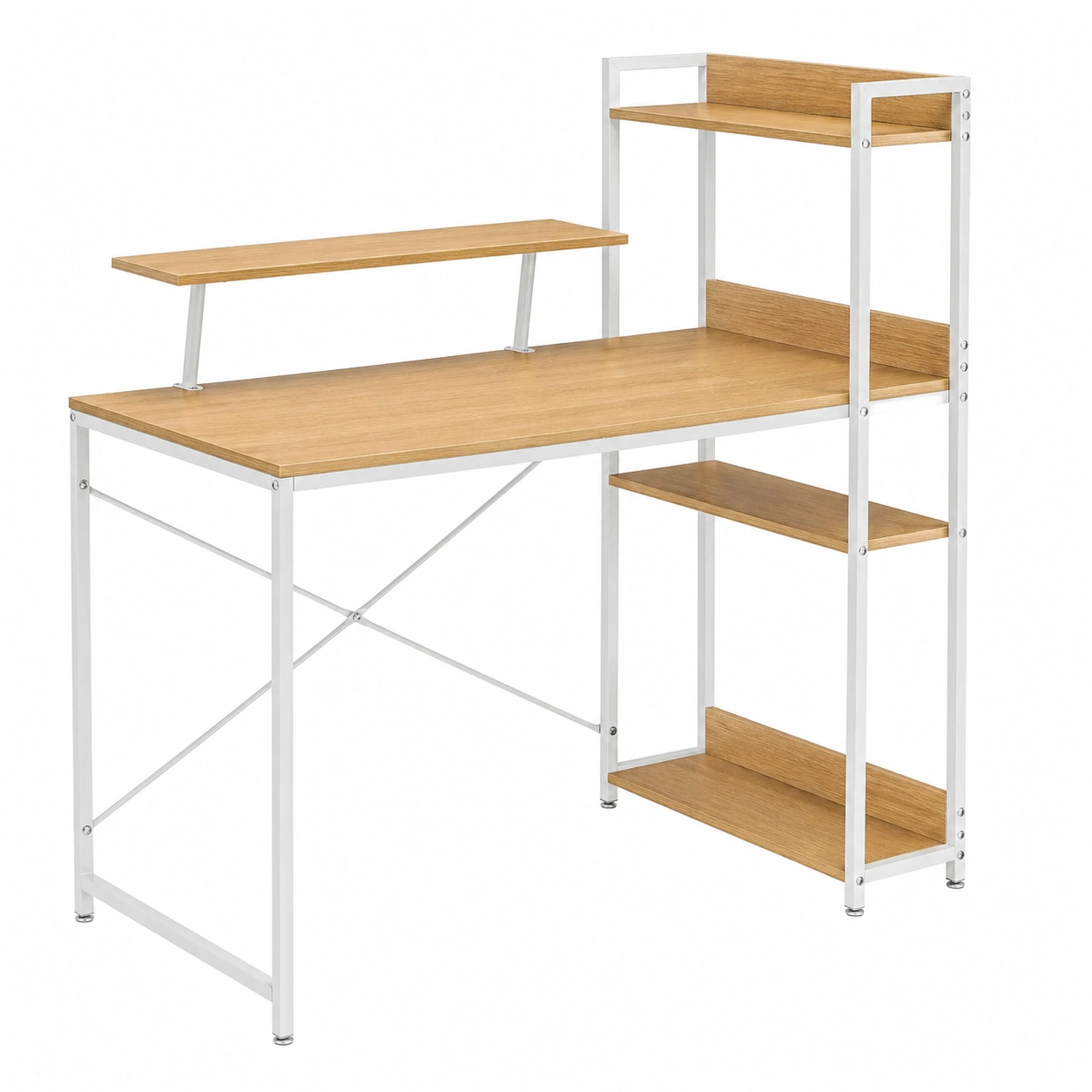 Escritorio moderno con cajones laterales y patas de madera natural 106 x 48 cm-cartsiro